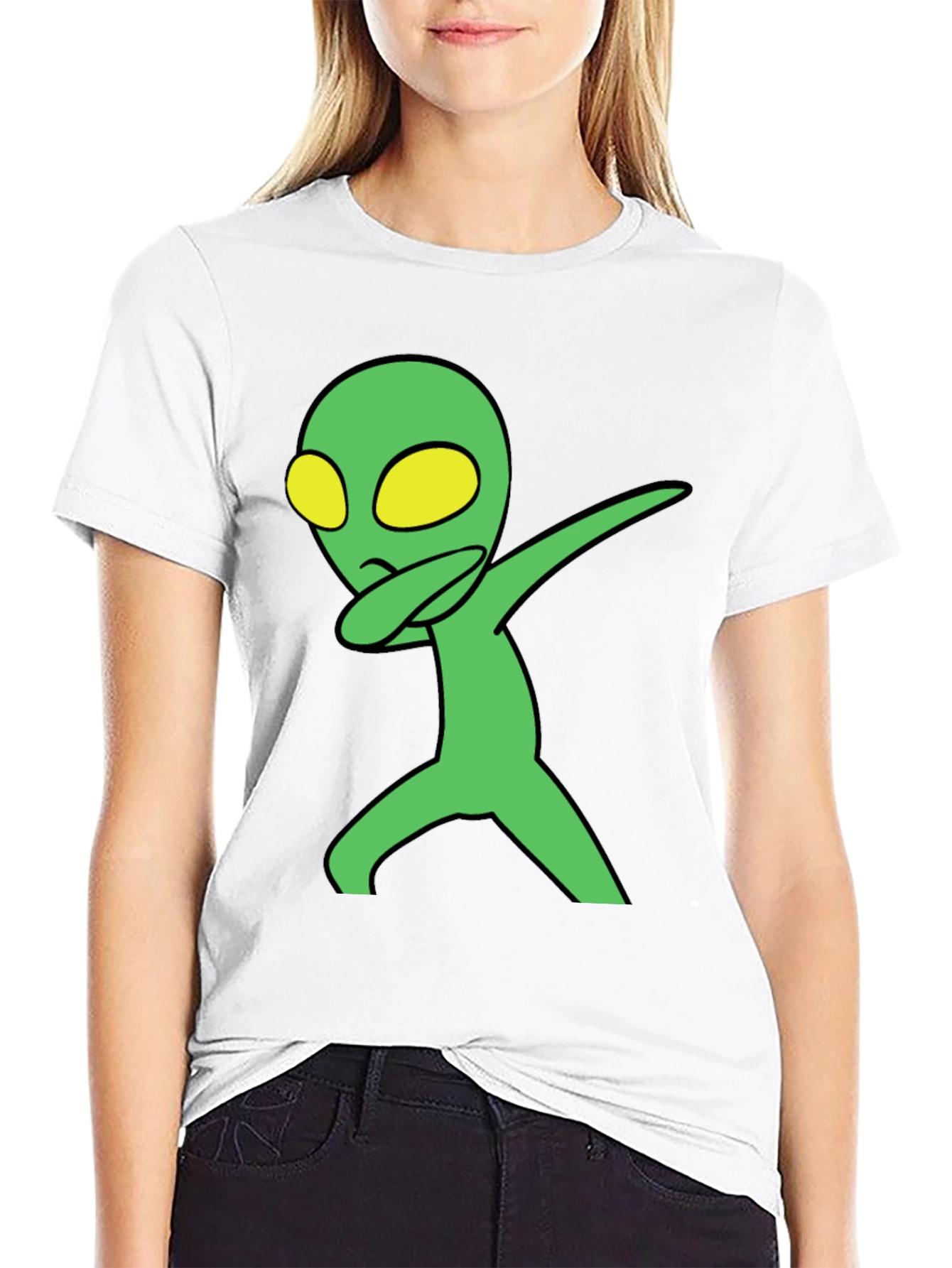 Black Alien Dab Graphic T-Shirt - Black Cotton Blend view 9