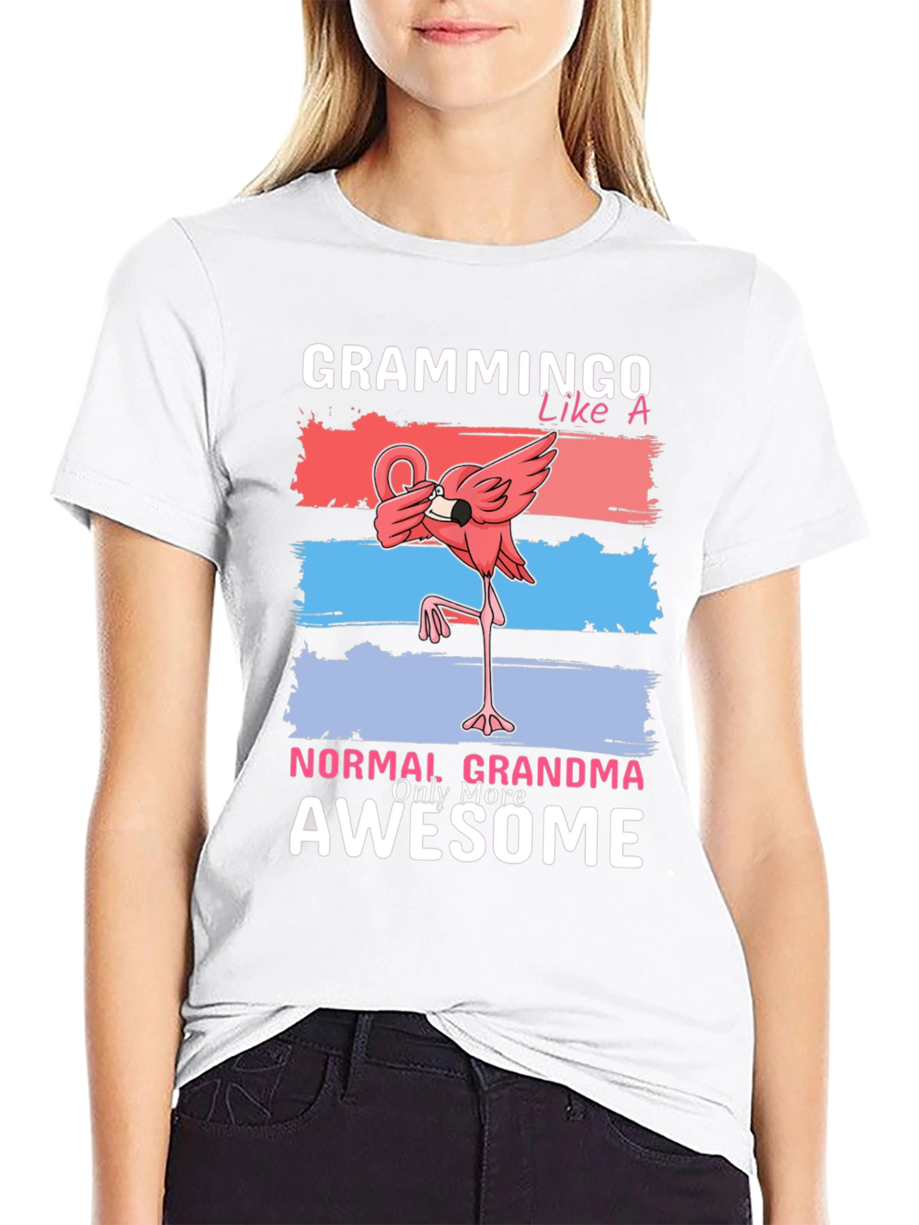 Black Grammingo Flamingo Grandma T-Shirt view 9