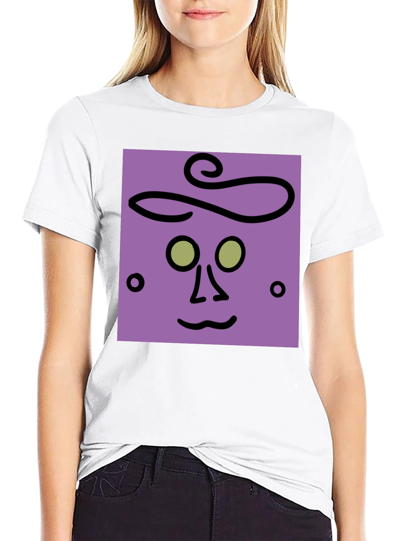 Black Abstract Face Graphic Tee - Unisex Black T-Shirt view 9