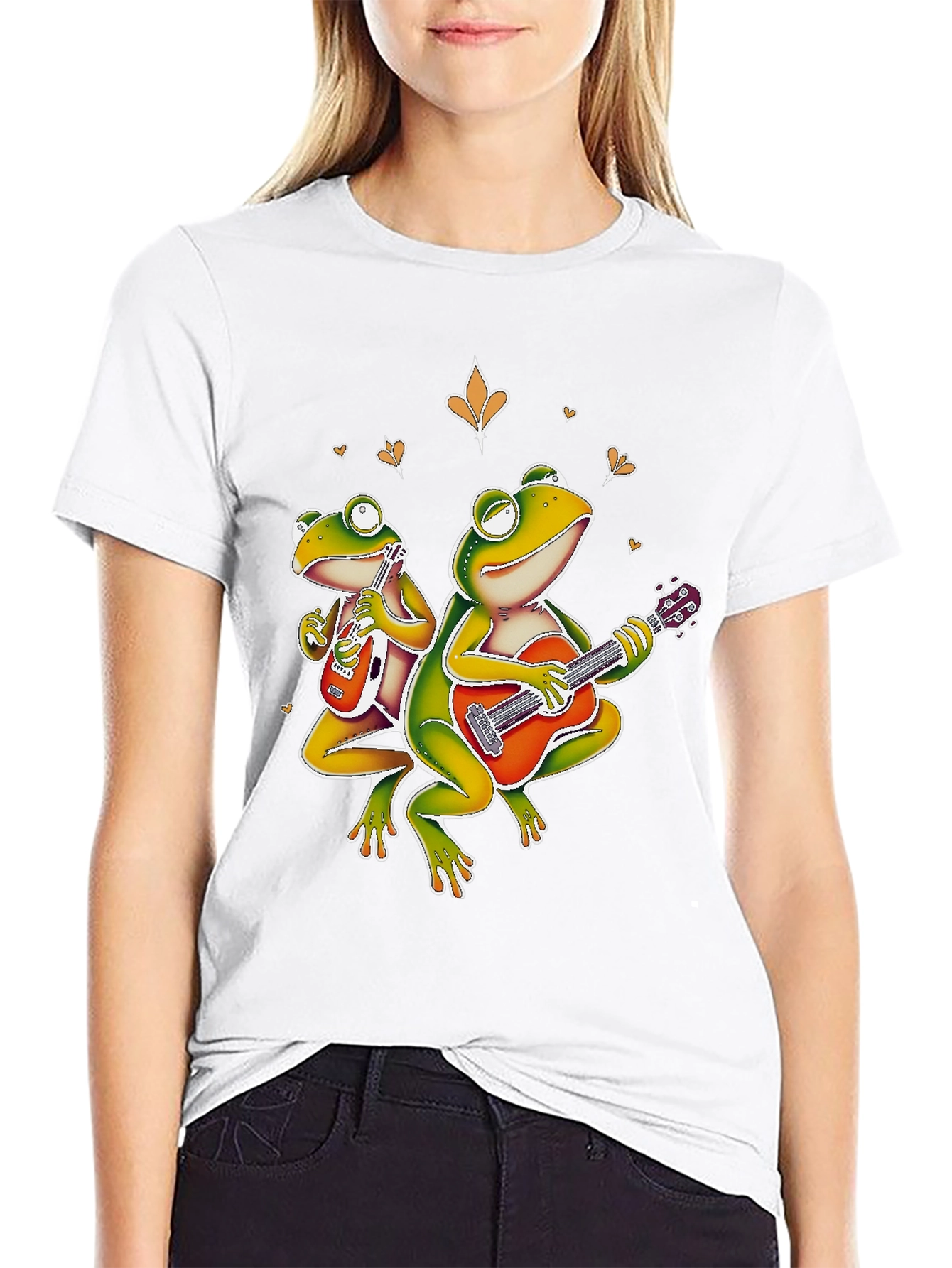 Black Frog Band Graphic Tee - Guitar Playing Amphibians view 9