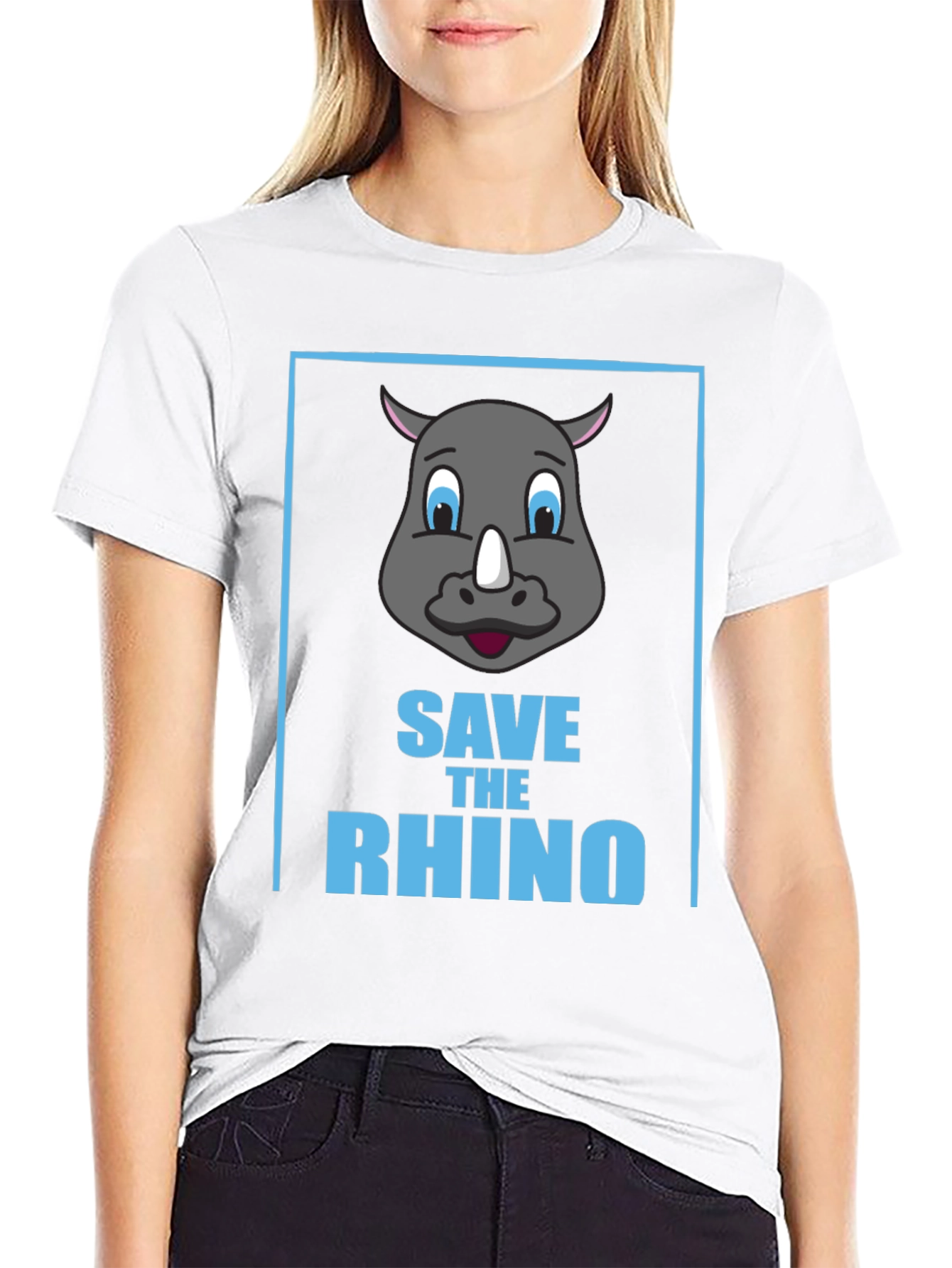 Black Save the Rhino Graphic Tee - Black Cotton T-Shirt view 9
