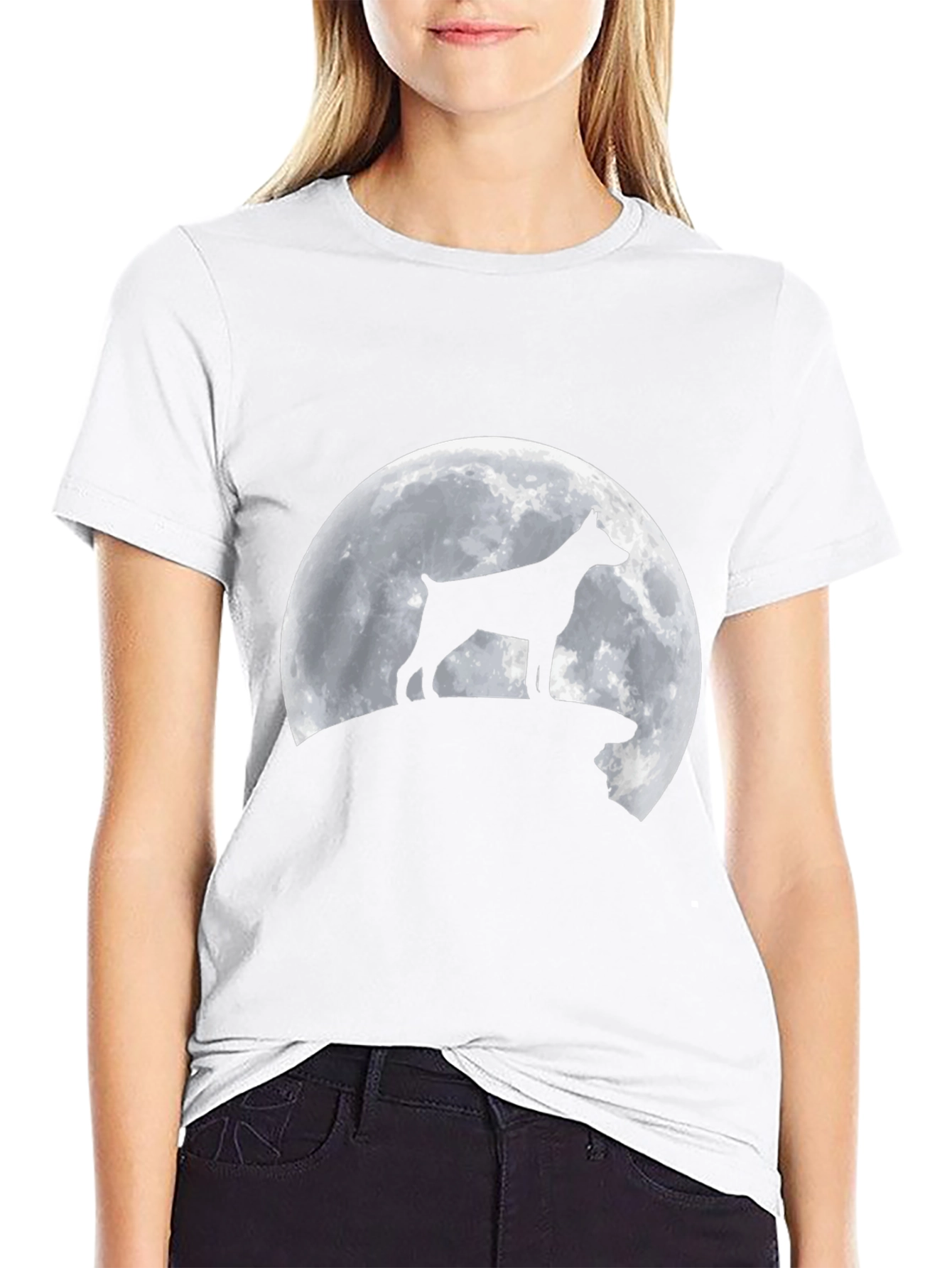 Black Dog Silhouette Moon T-Shirt view 9