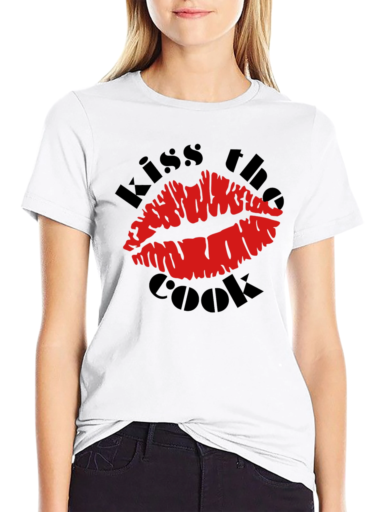 Black Kiss the Cook Graphic T-Shirt - Novelty Design view 9