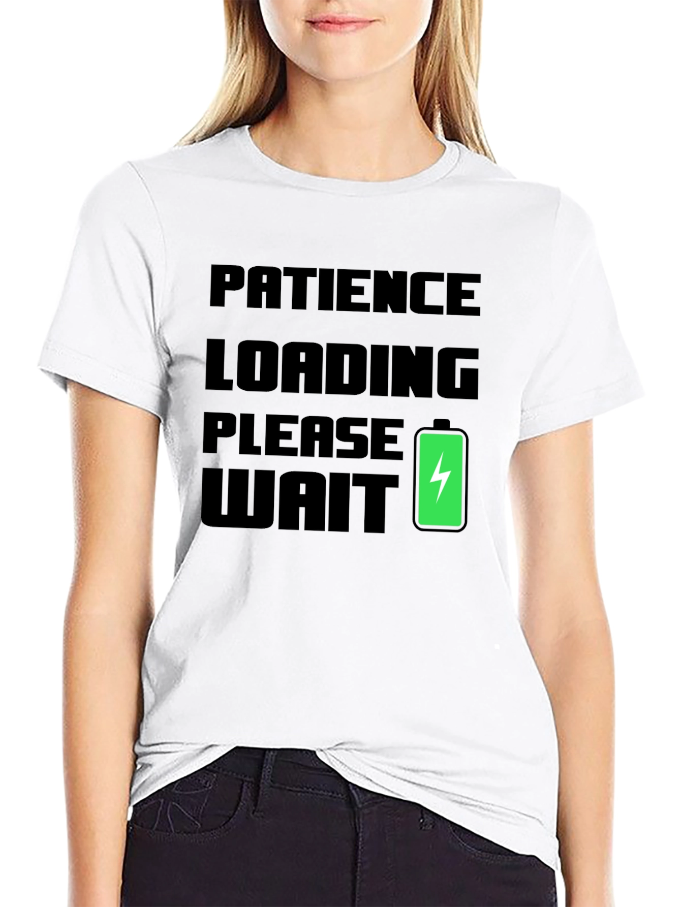 Black Patience Loading Funny Graphic Tee view 9