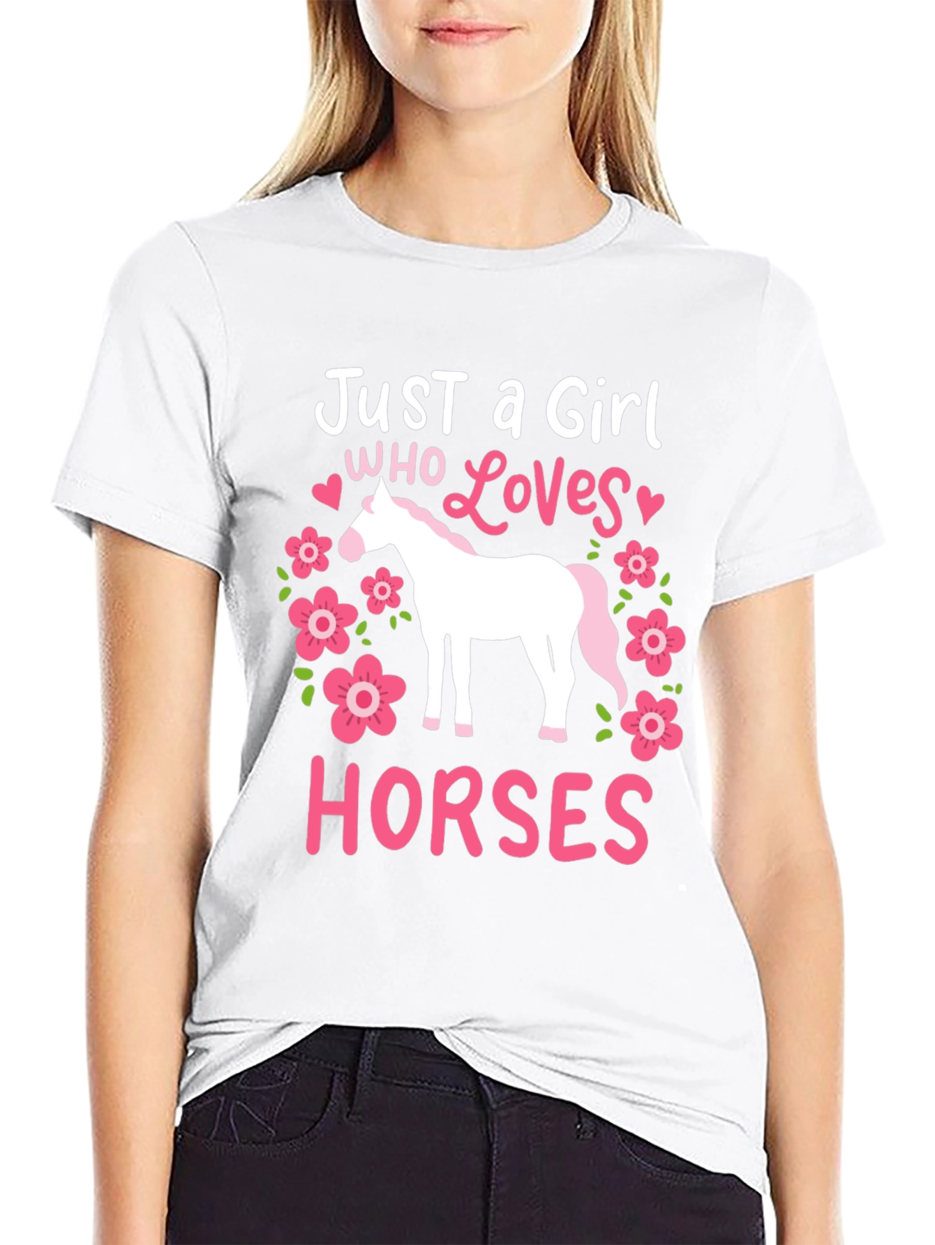 Black Just a Girl Who Loves Horses Graphic Tee view 9