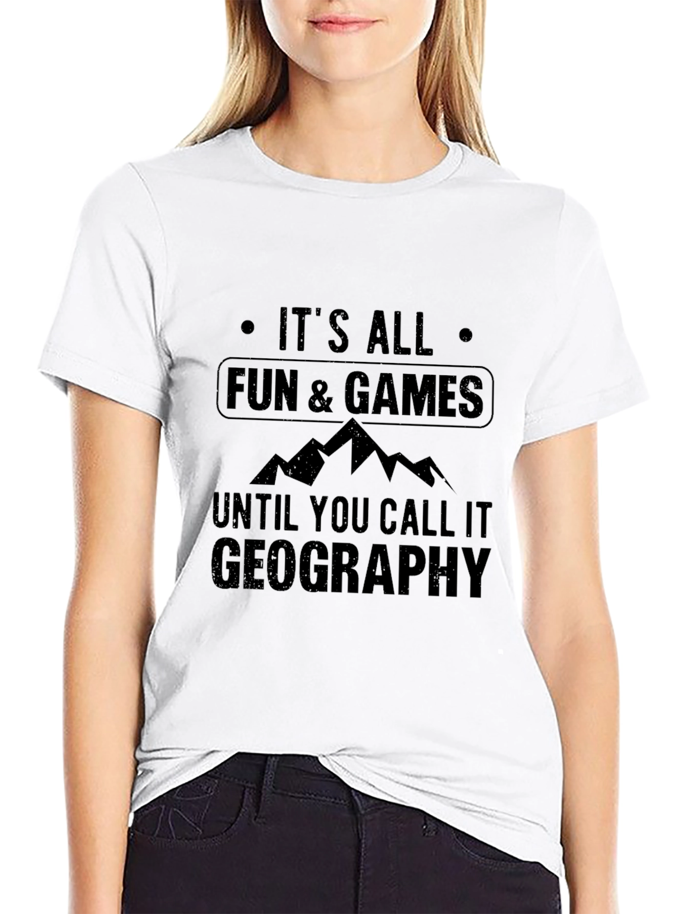 Black Funny Geography T-Shirt: It's All Fun & Games view 9