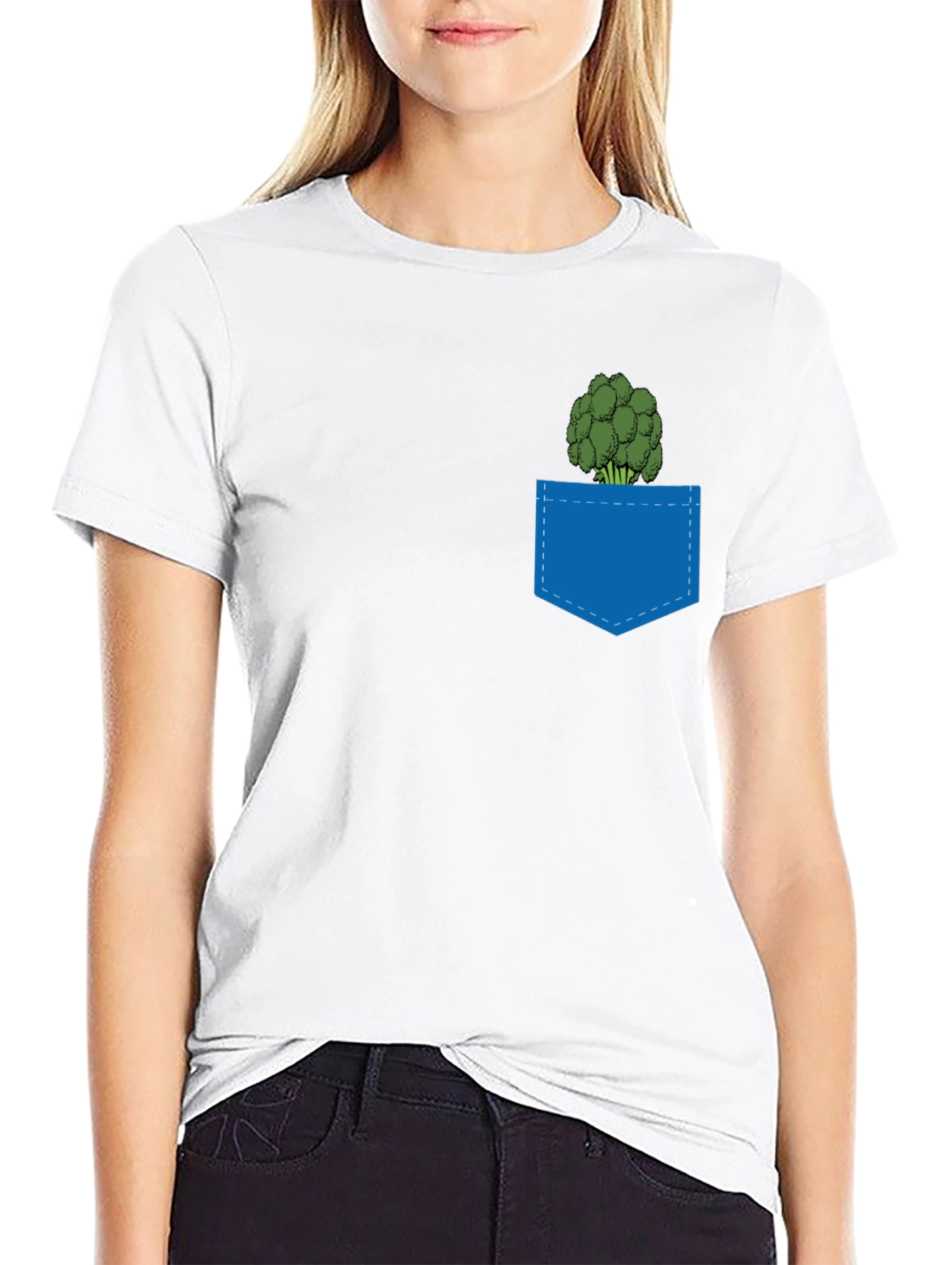 Black Broccoli Pocket T-Shirt - Quirky Graphic Tee view 9
