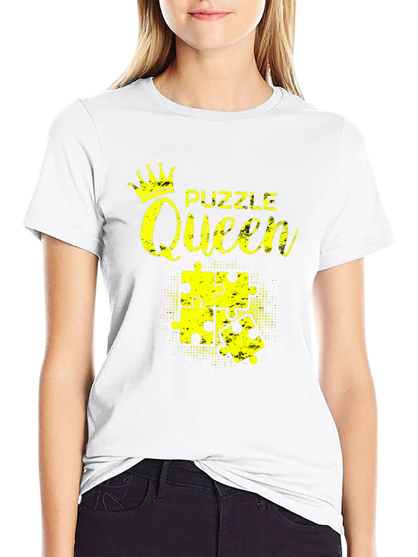 Black Puzzle Queen Black T-Shirt - Jigsaw Lover Tee view 9