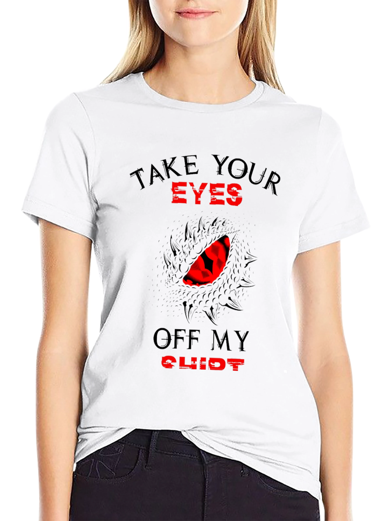 Black Take Your Eyes Off My Clit Novelty T-Shirt view 9