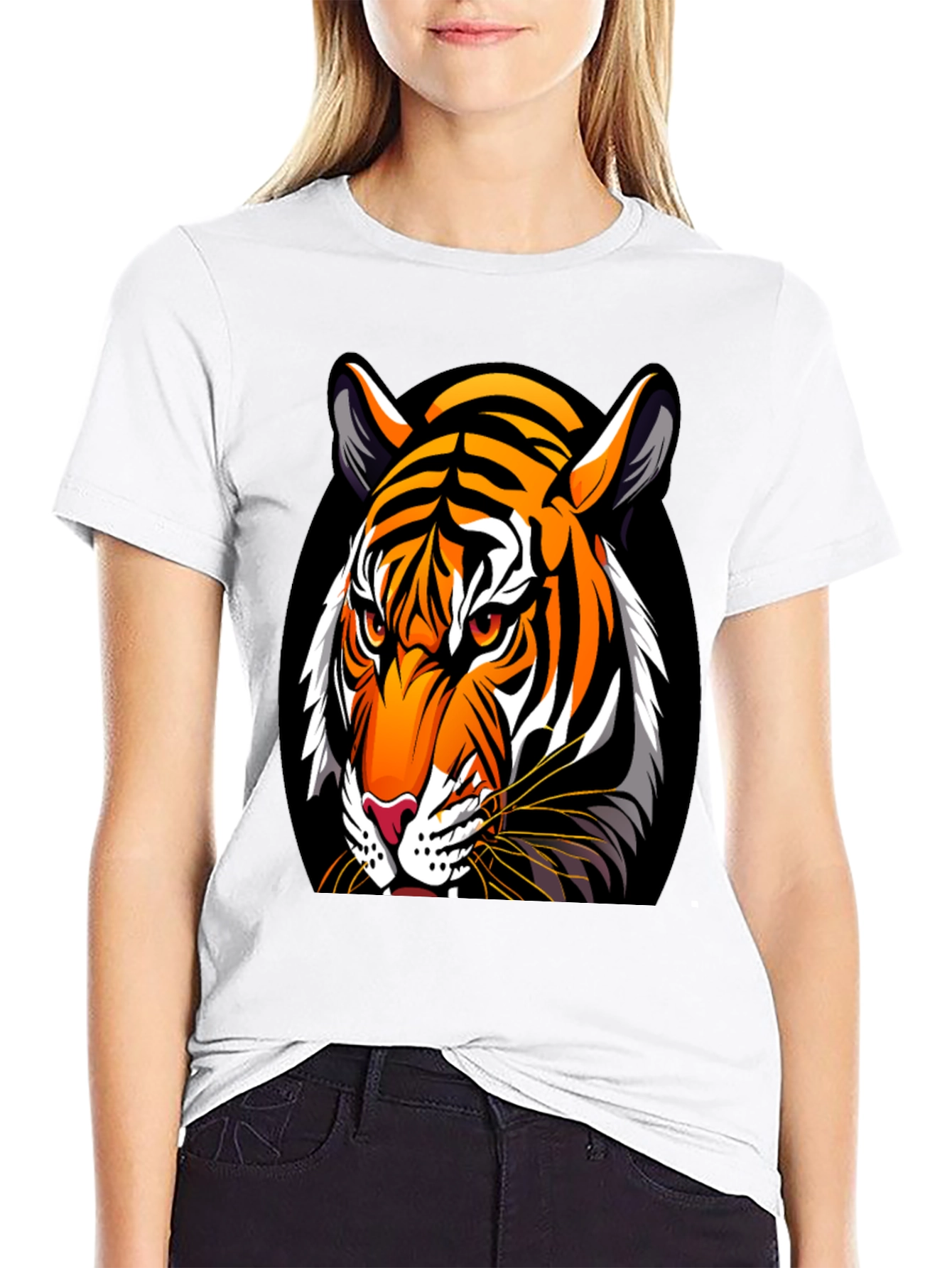 Black Bold Tiger Graphic Tee - Premium Black Cotton view 9