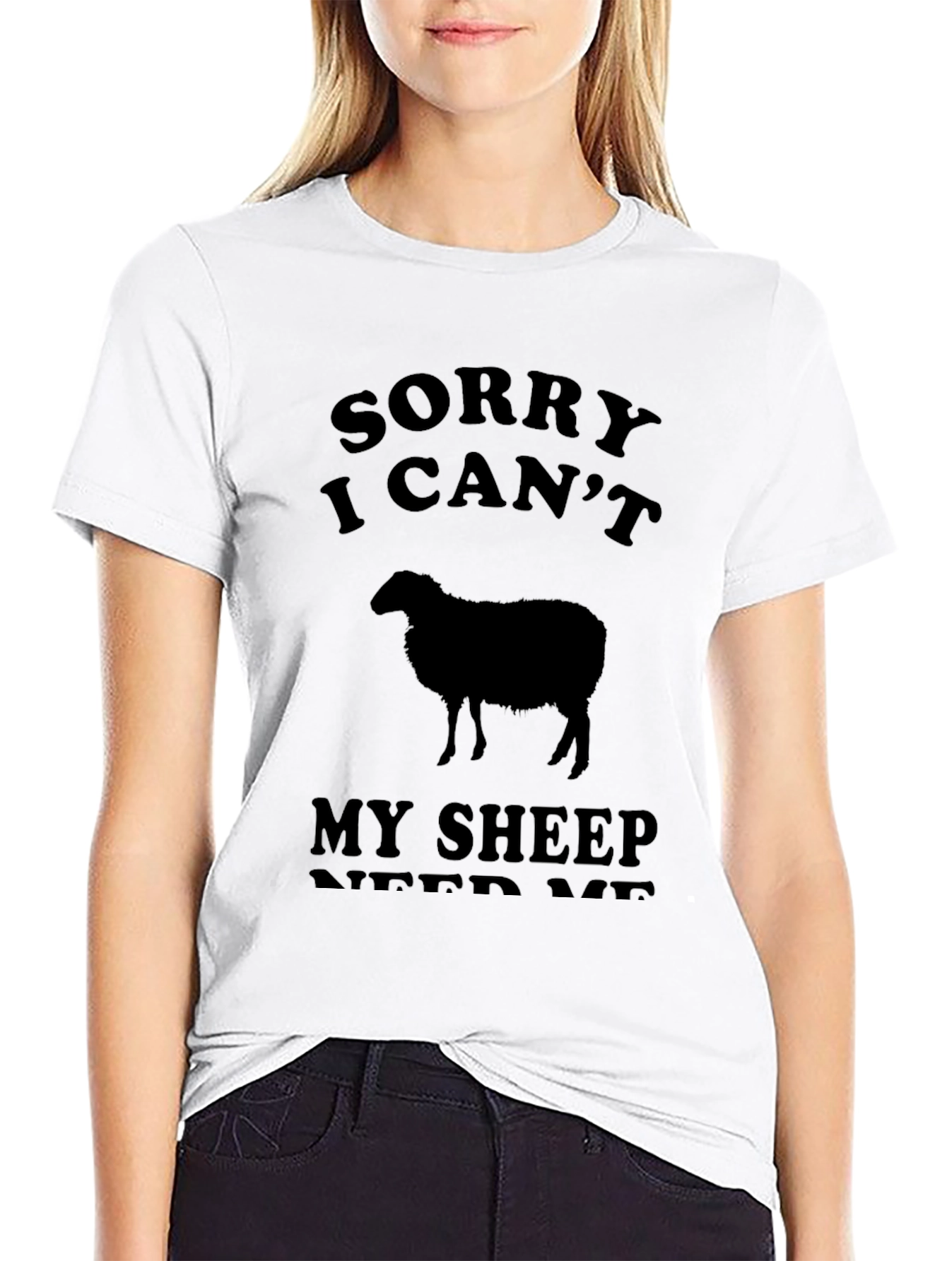 Black Sorry I Can't My Sheep Need Me Black T-Shirt view 9