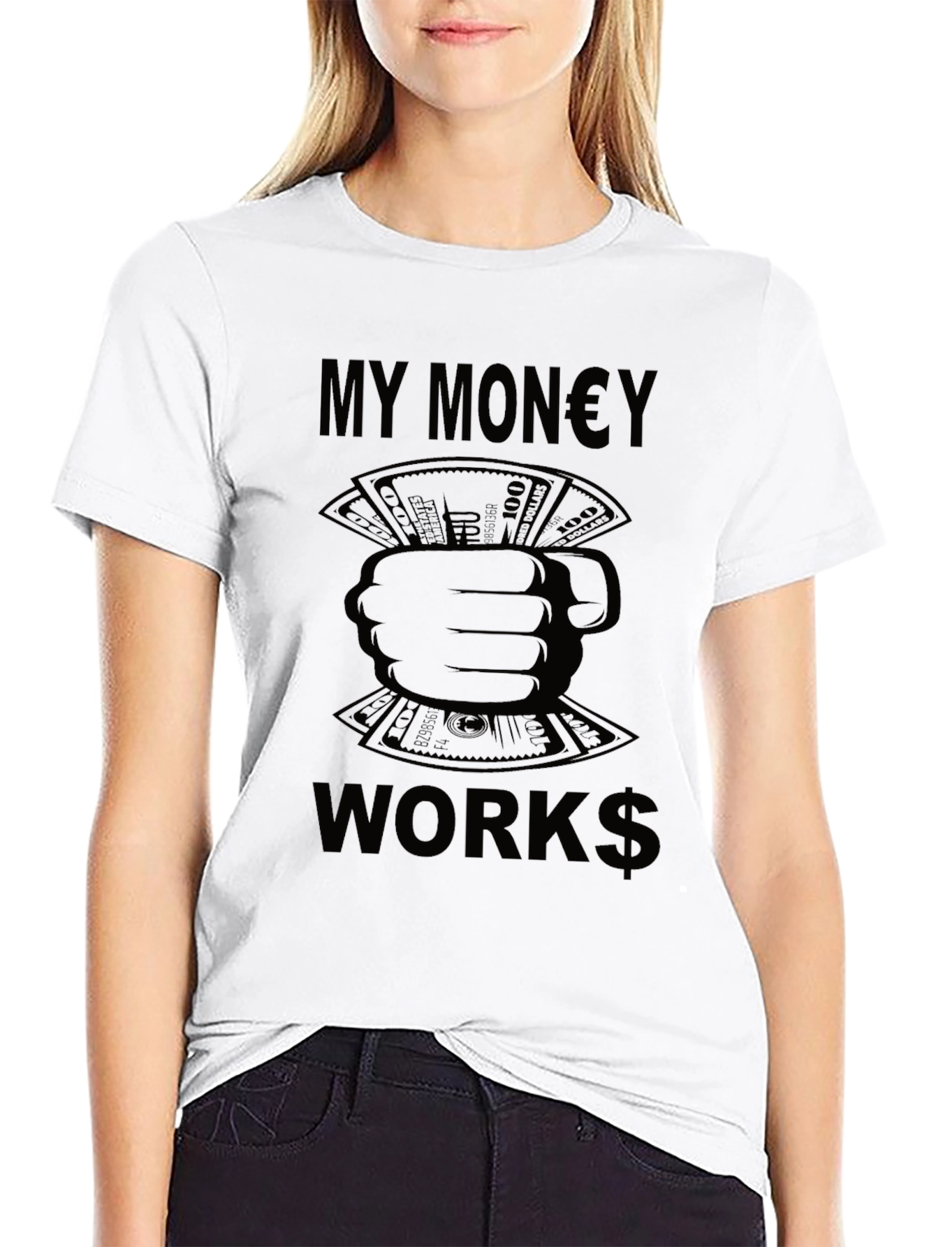 My Money Works Black Graphic Tee - 9