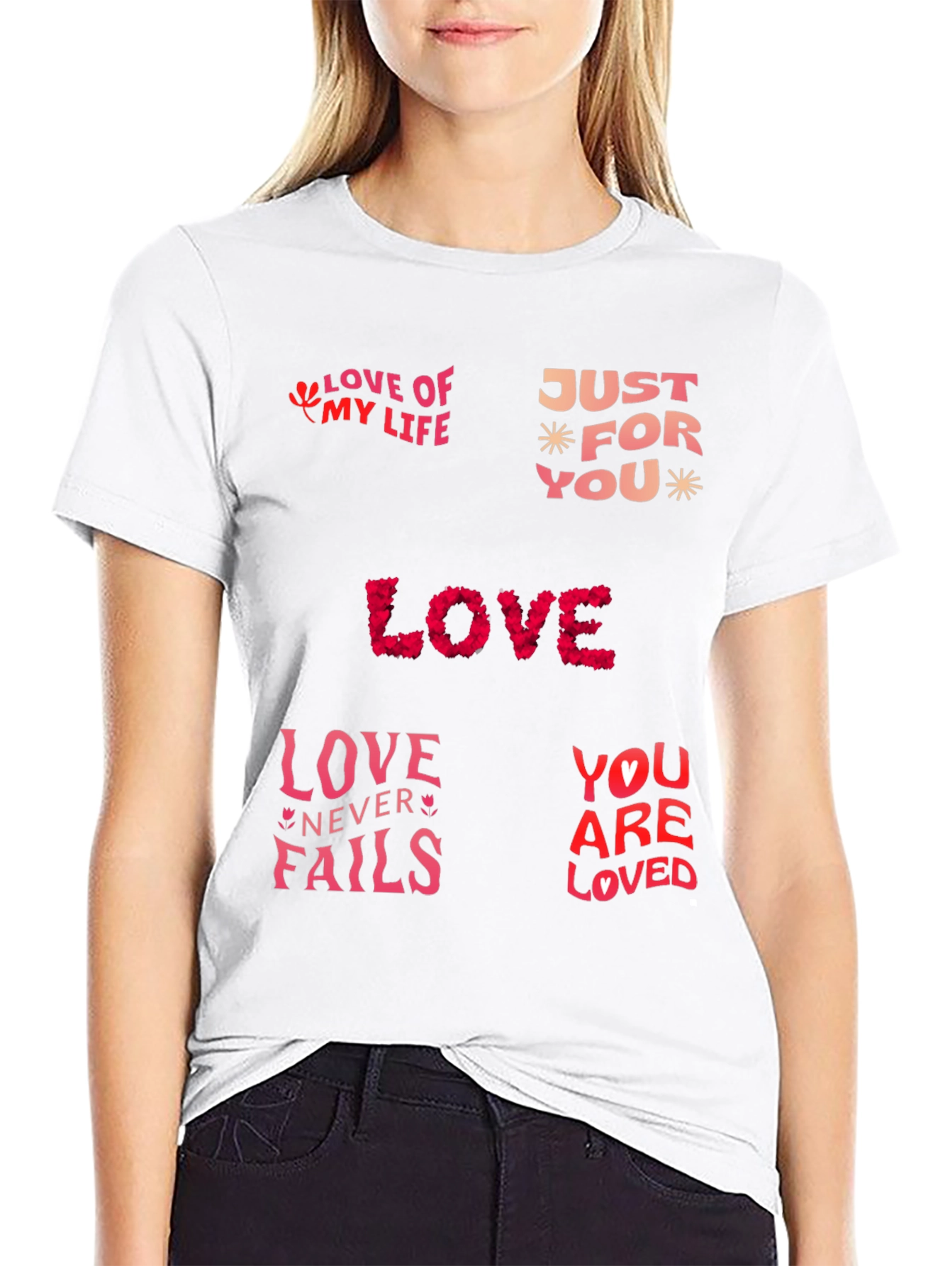 Black Love Themed Graphic Print T-Shirt view 9