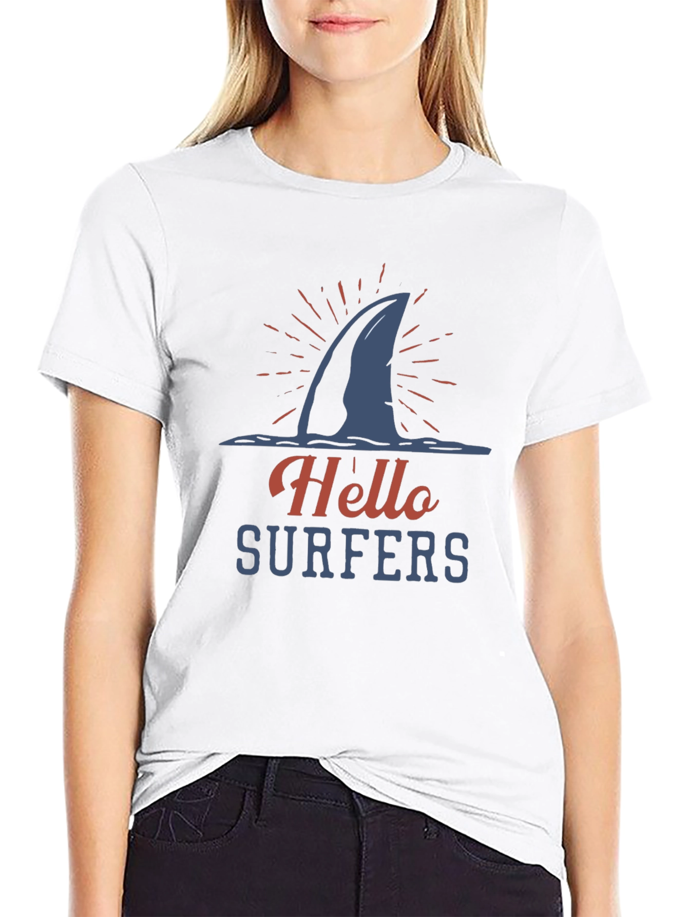 Hello Surfers Shark Fin Graphic T-Shirt - 9