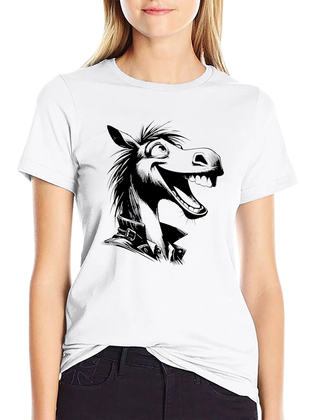 Black Cartoon Horse Graphic T-Shirt - Mens Black Tee view 9