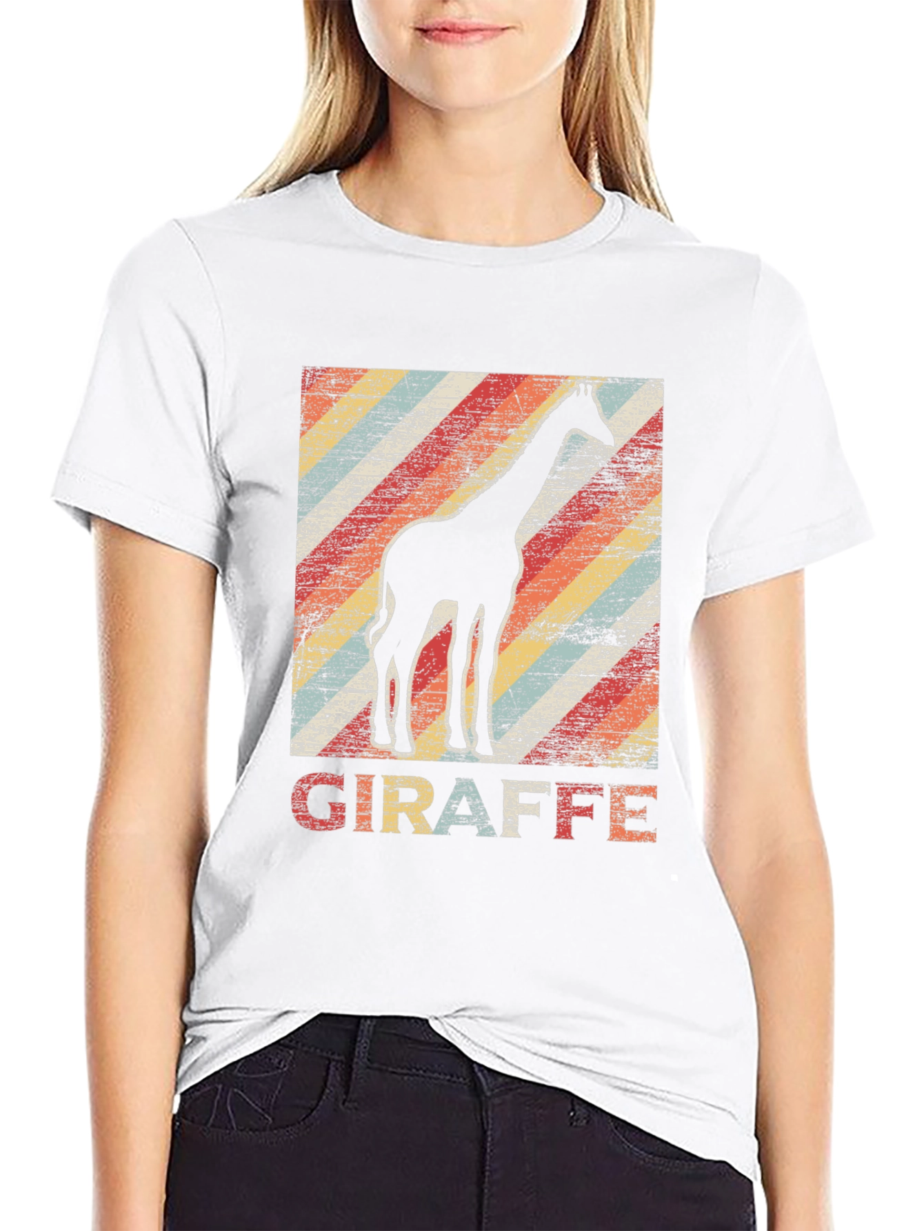 Black Retro Giraffe Graphic Tee view 9