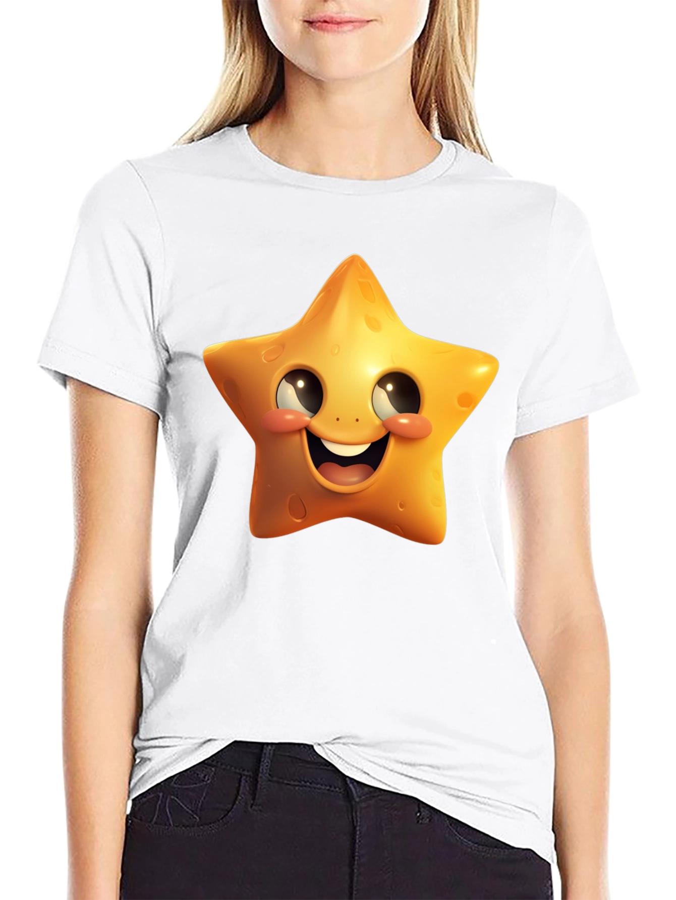 Black Star Cartoon Graphic Black T-Shirt view 9