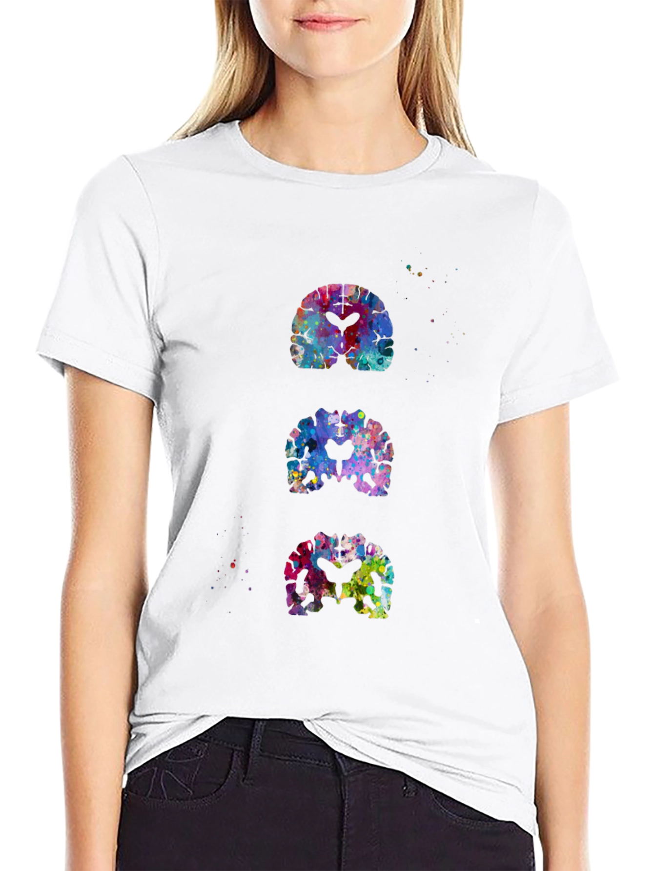 Black Colorful Brain Scan T-Shirt view 9