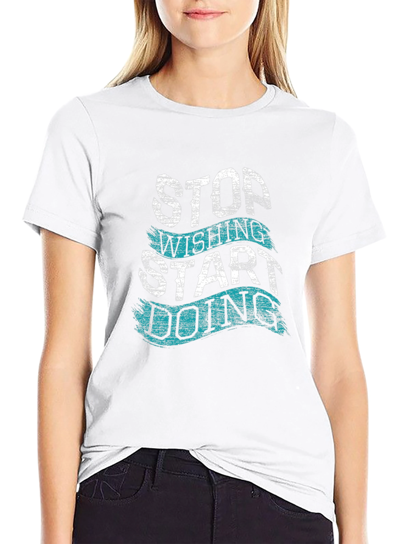 Black Motivational T-Shirt - Stop Wishing, Start Doing view 9