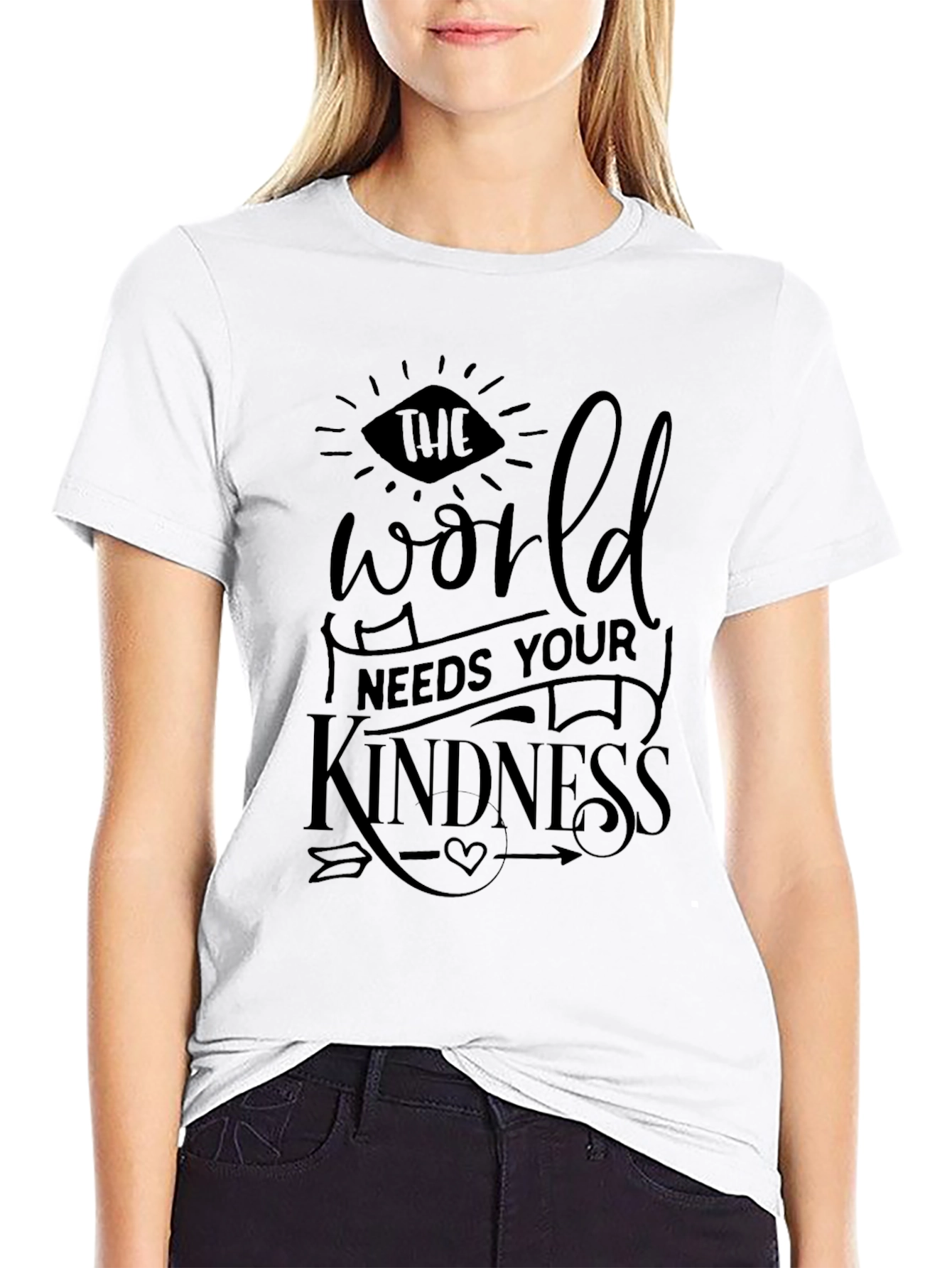 Black Kindness Graphic Print Black T-Shirt view 9