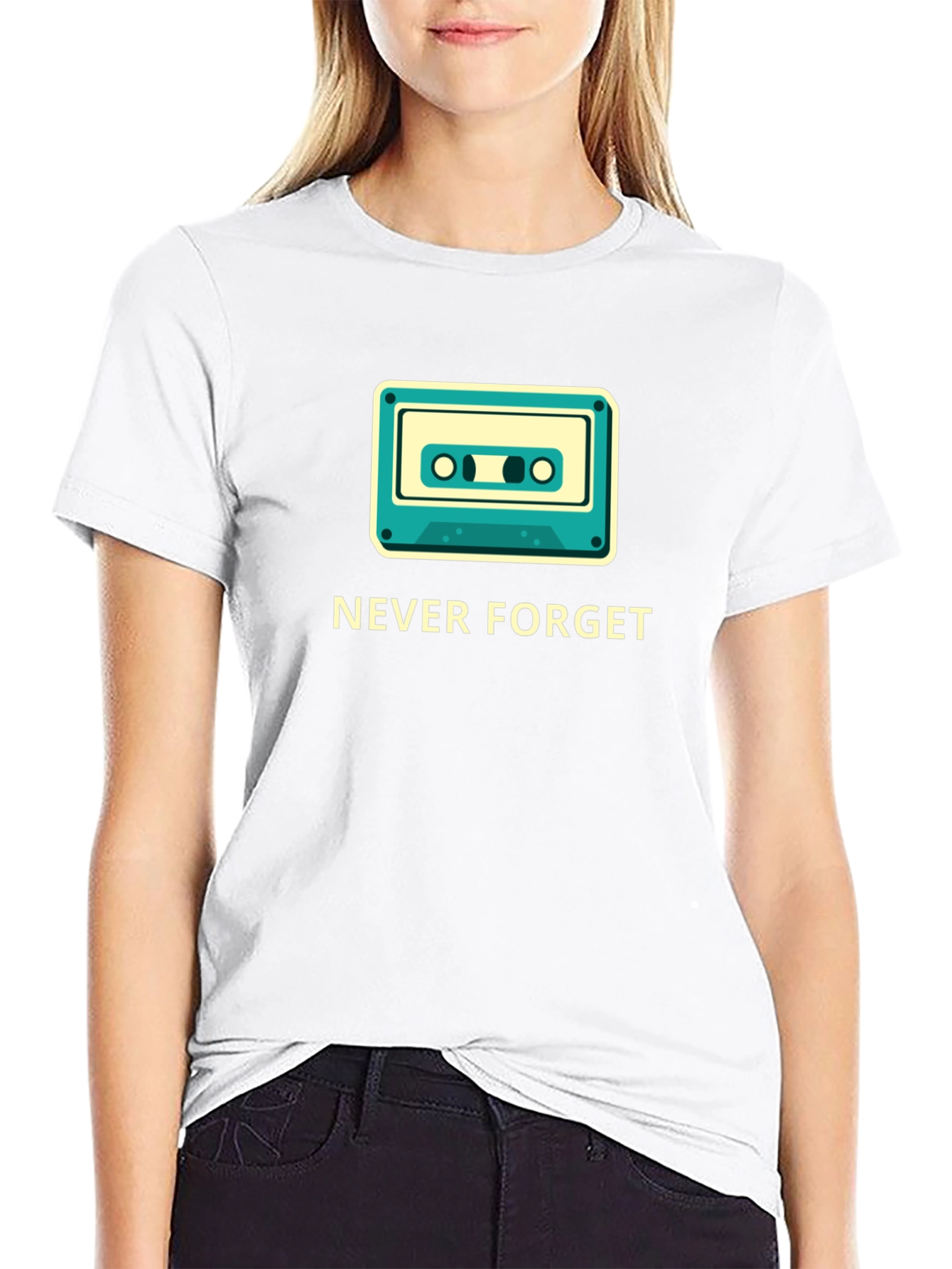 Black Retro Cassette 'Never Forget' Graphic Tee view 9