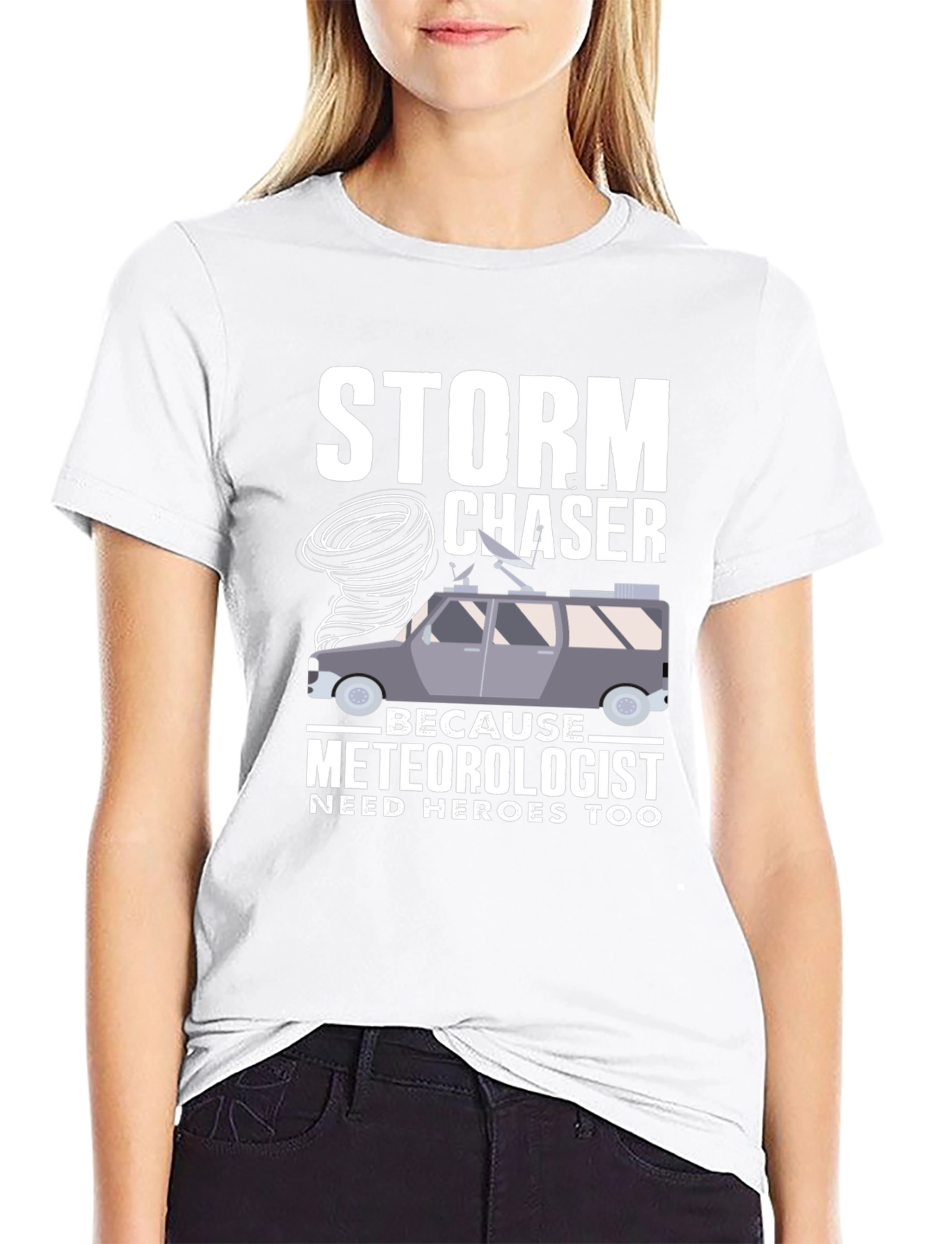 Black Storm Chaser T-Shirt: Meteorologist Hero Tee view 9