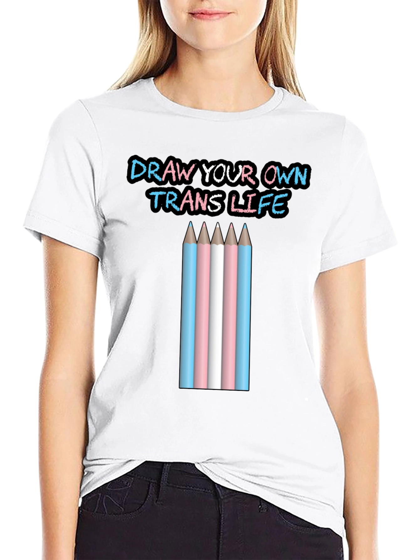 Black Draw Your Own Trans Life T-Shirt view 9