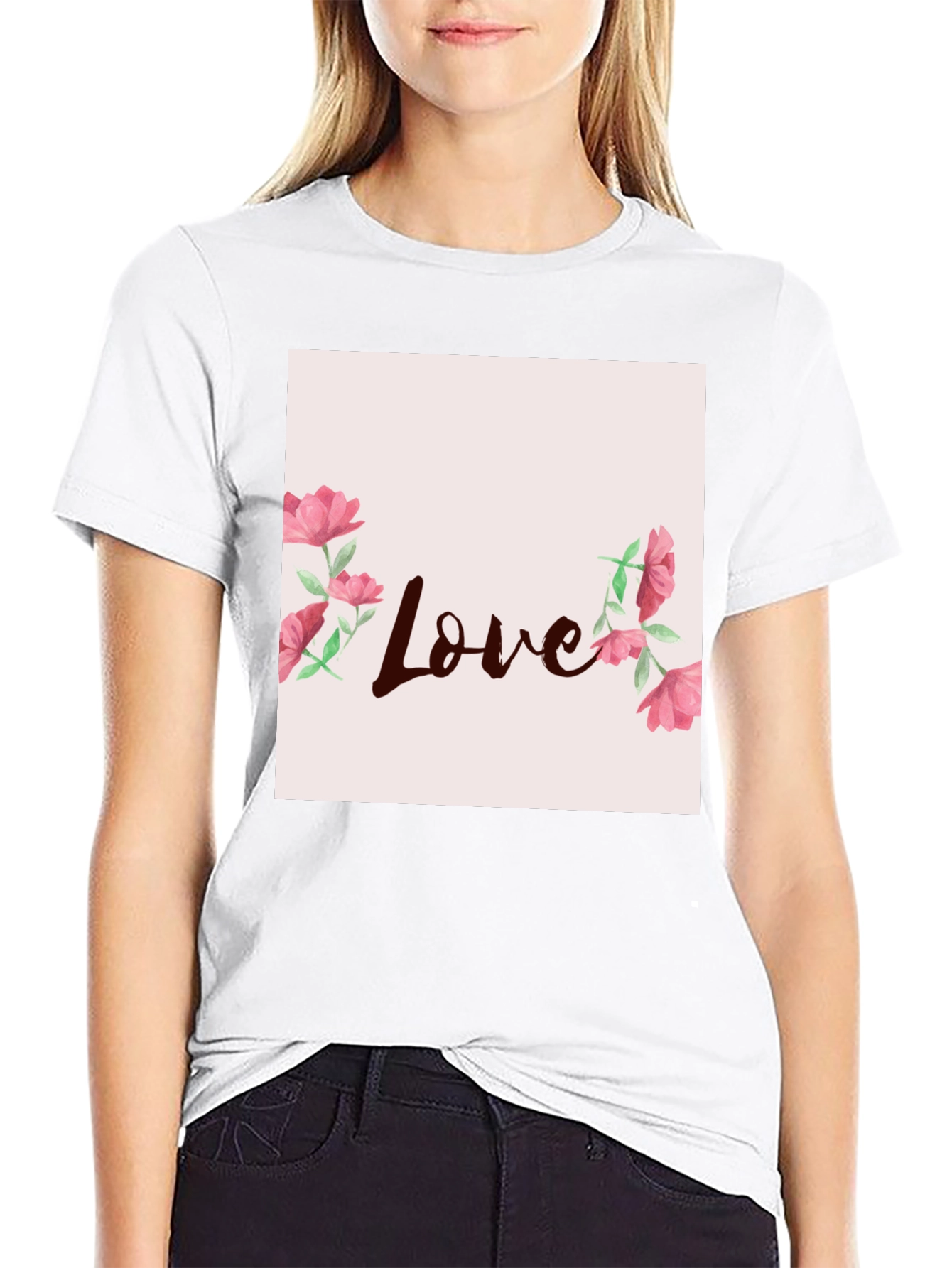 Black Floral Love Graphic Tee - Stylish Casual Wear view 9