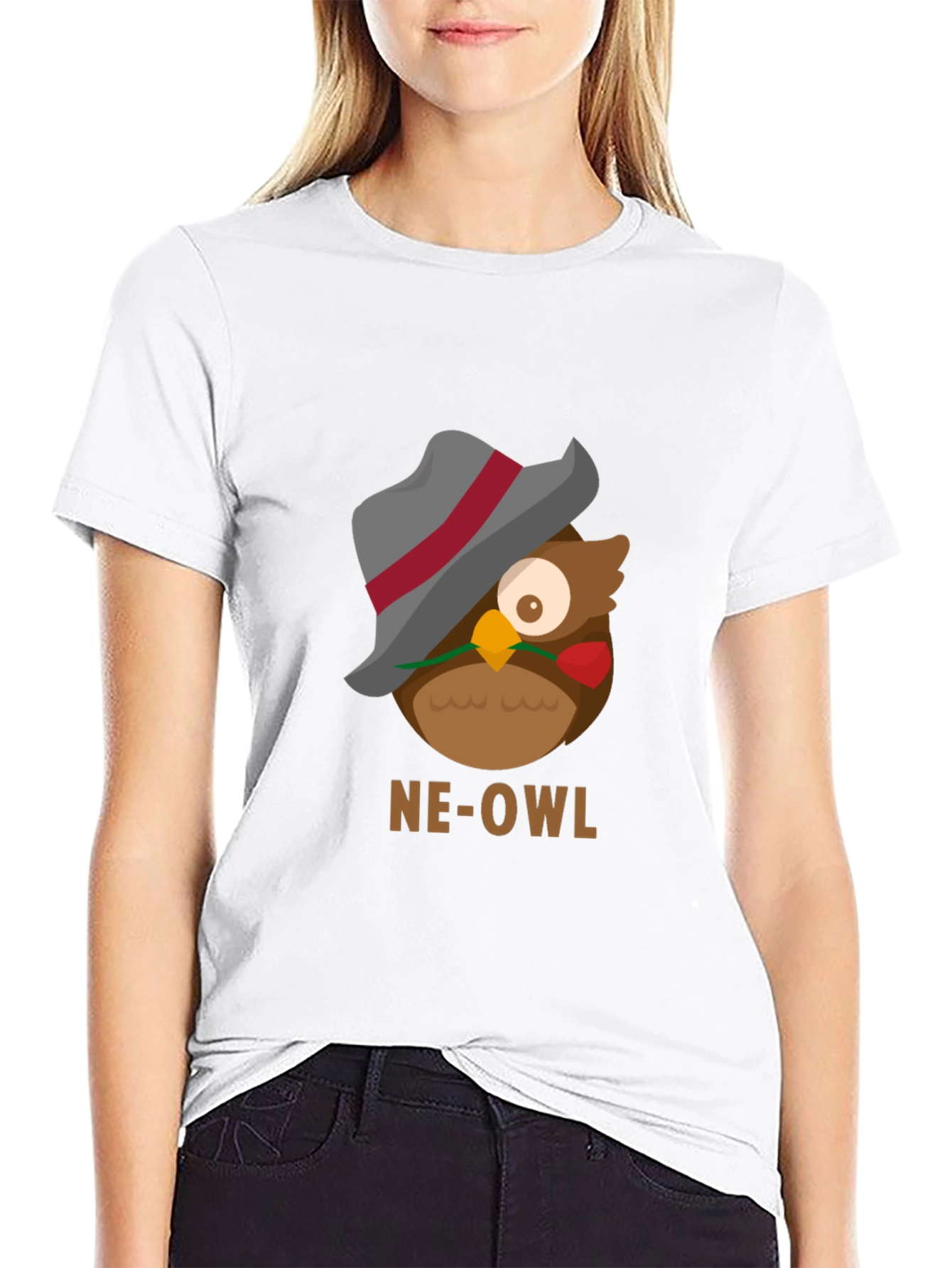 Black NE-OWL Graphic Tee - Stylish Owl Design view 9