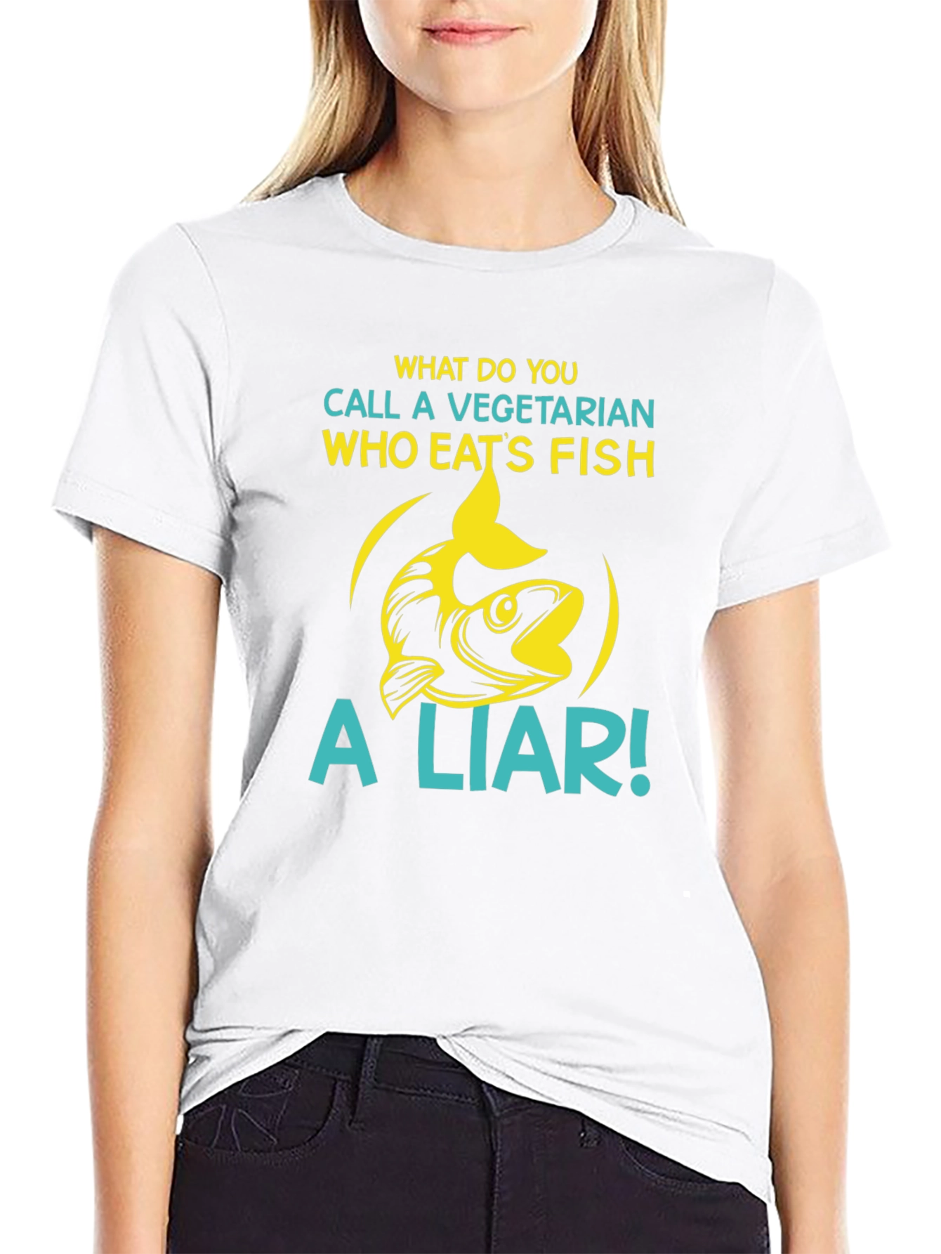 Black Funny Vegetarian Fish Lover T-Shirt view 9