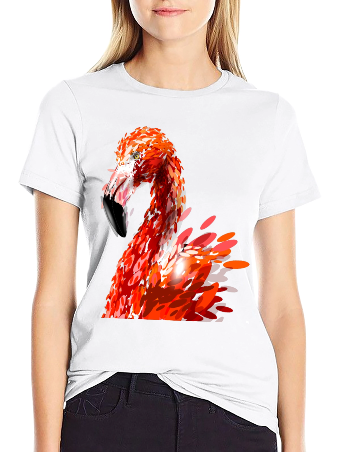 Black Flamingo Graphic Print Black T-Shirt view 9