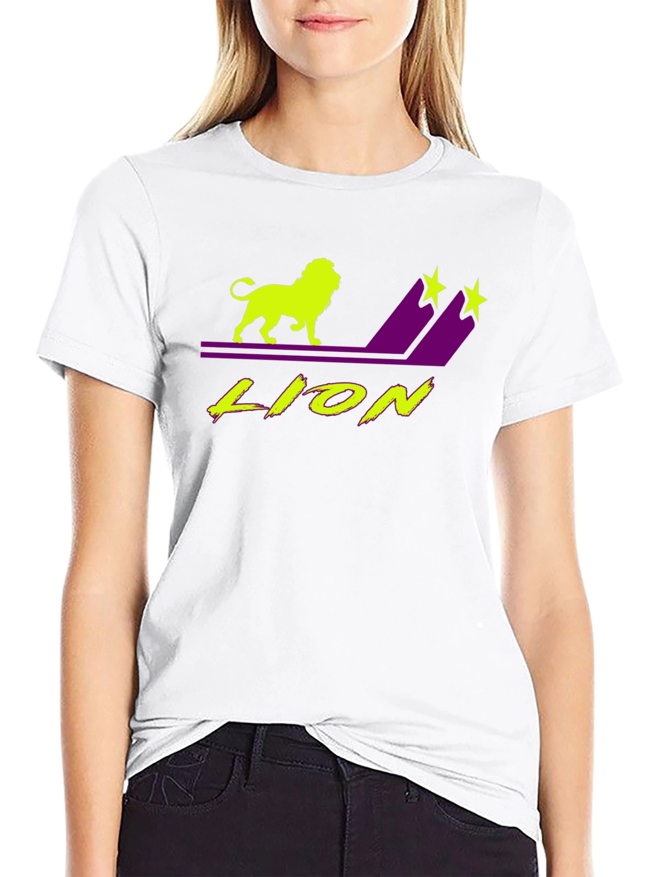 Black Lion Graphic T-Shirt - Black Tee with Neon Design view 9