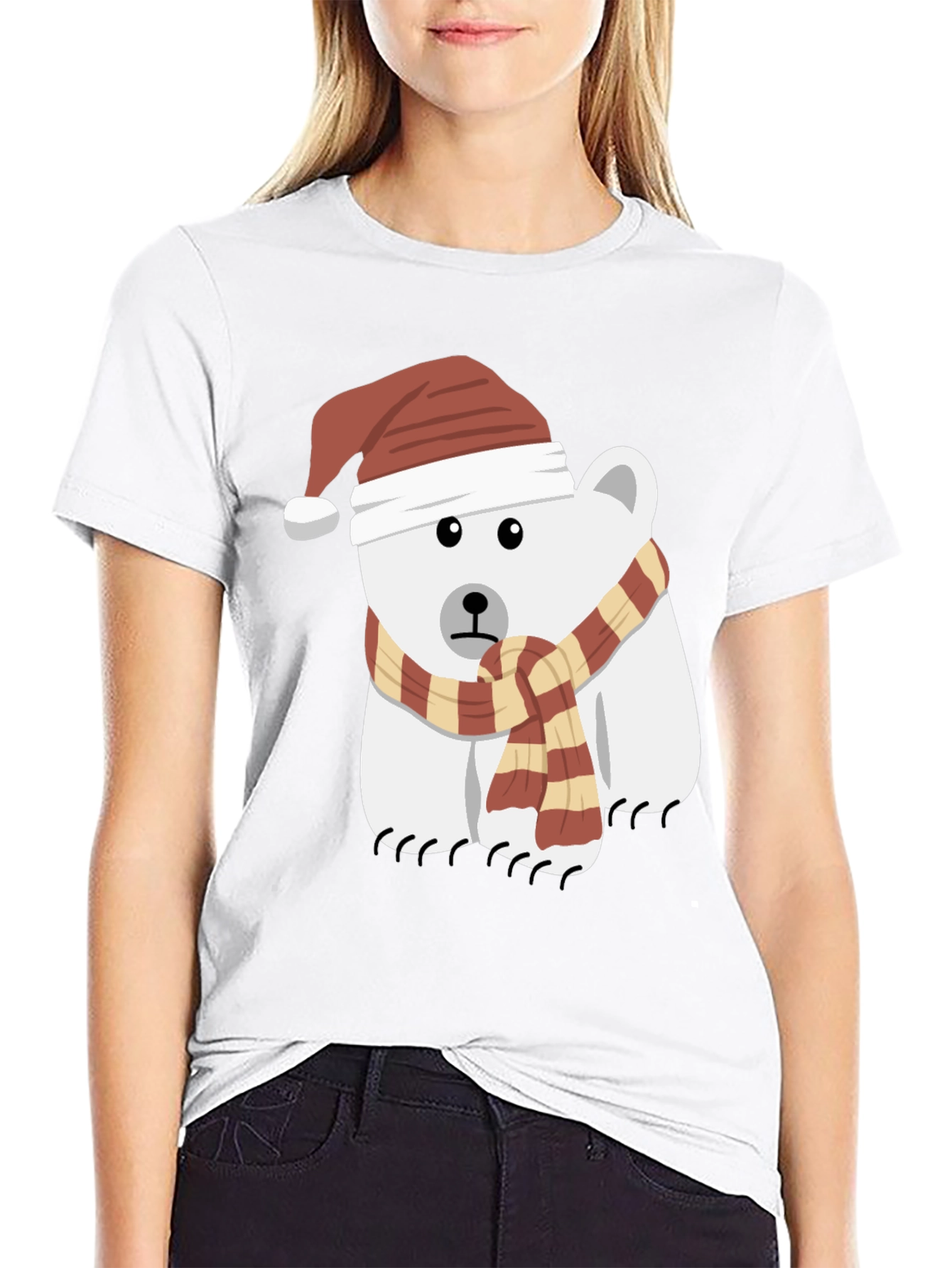 Black Festive Polar Bear Graphic Tee view 9