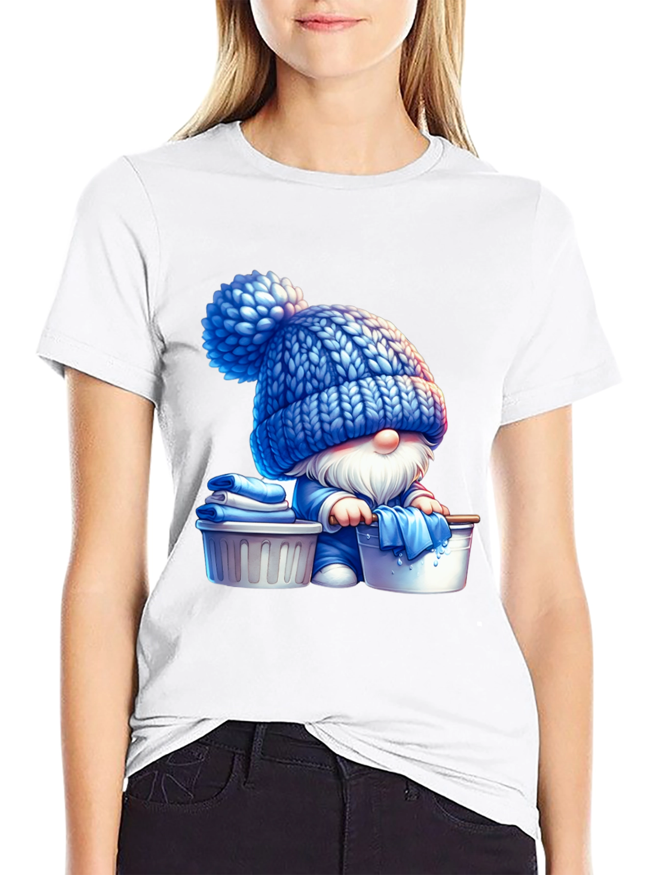 Black Gnome Laundry Day T-Shirt - Unique Graphic Tee view 9