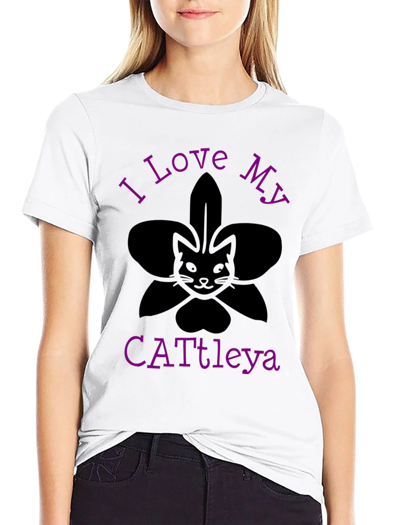 Black I Love My Cattleya Cat Orchid T-Shirt view 9