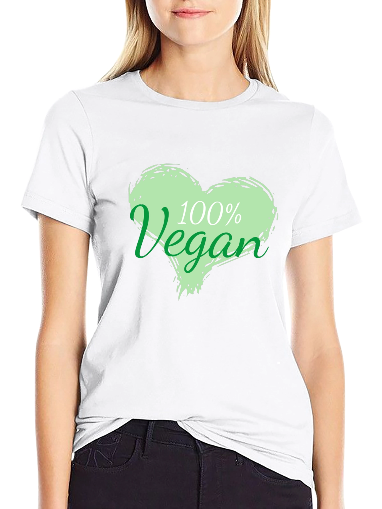 Black 100% Vegan Heart Graphic T-Shirt - Unisex view 9