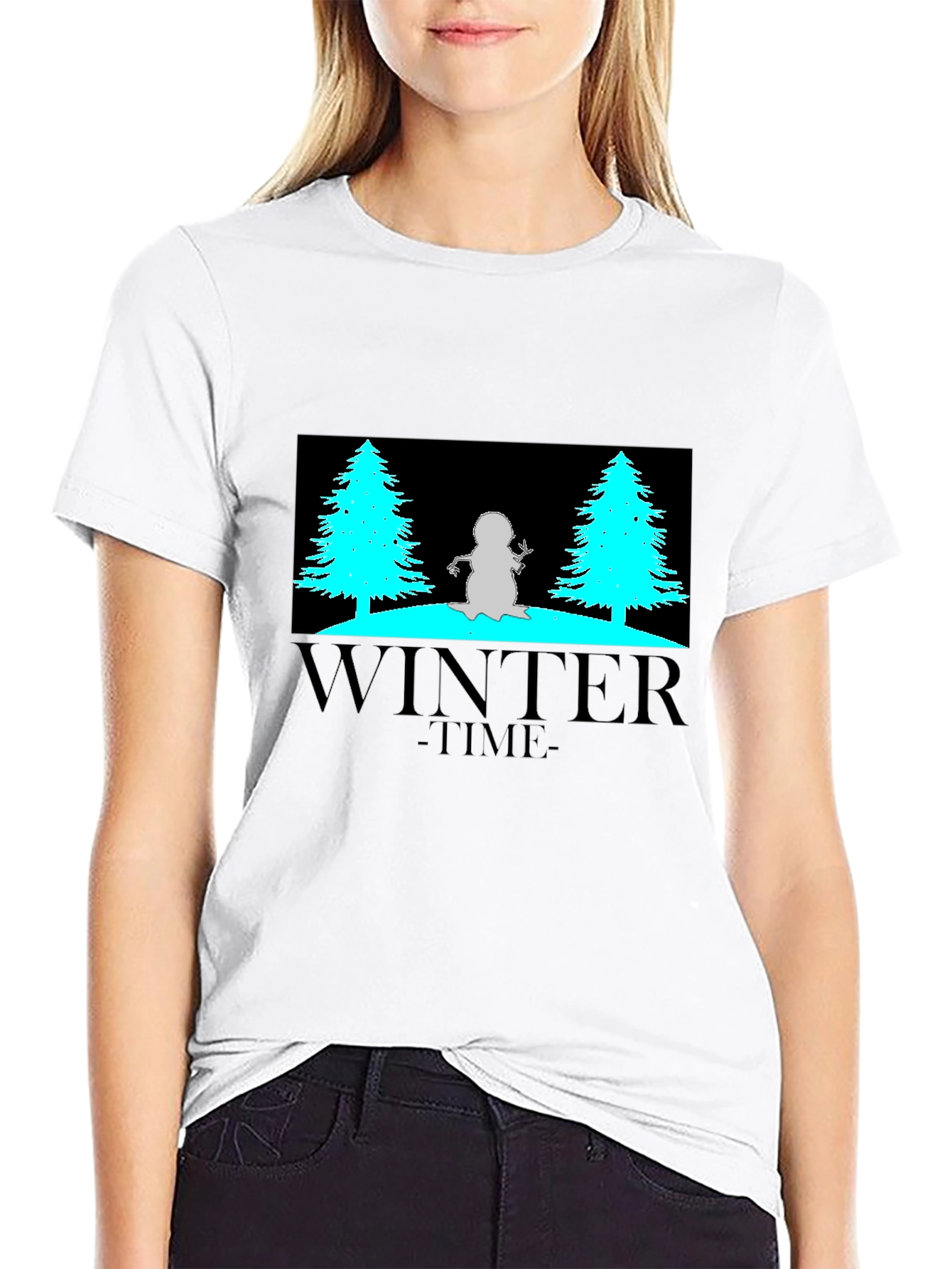 Black Winter Time Graphic Tee - Black Cotton Blend view 9