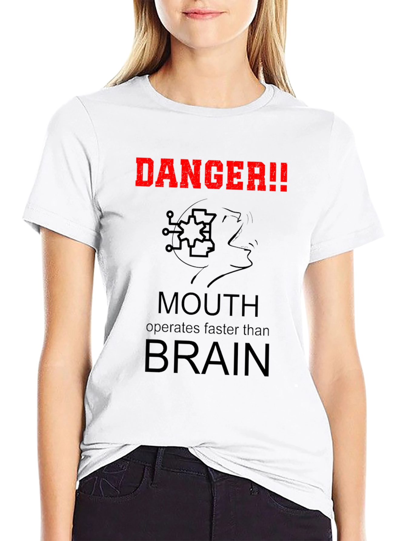 Black Danger!! Mouth Operates Faster Than Brain Humor T-Shirt view 9