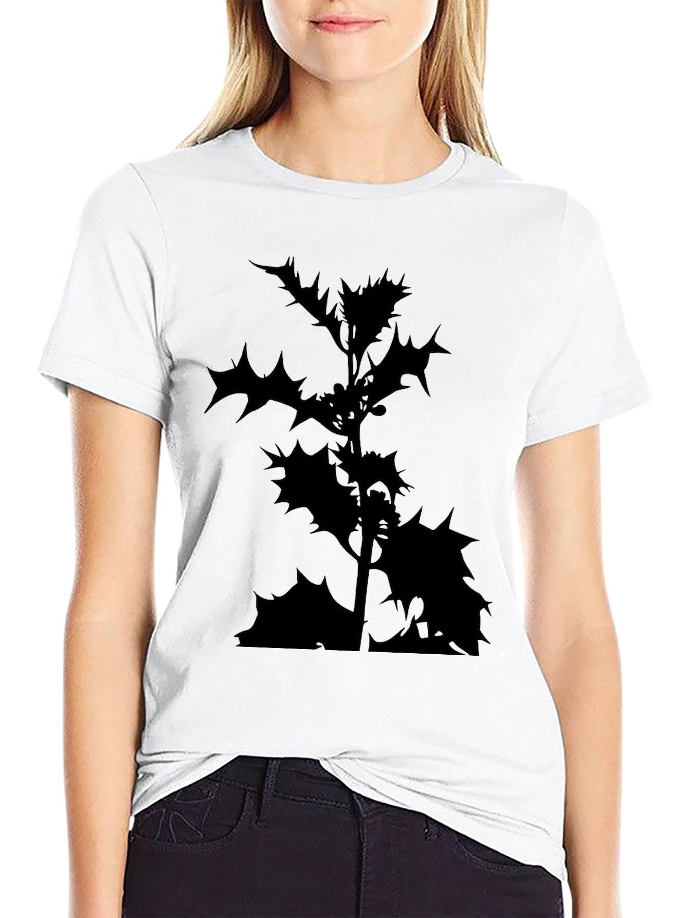 Black Black T-Shirt with Holly Silhouette view 9