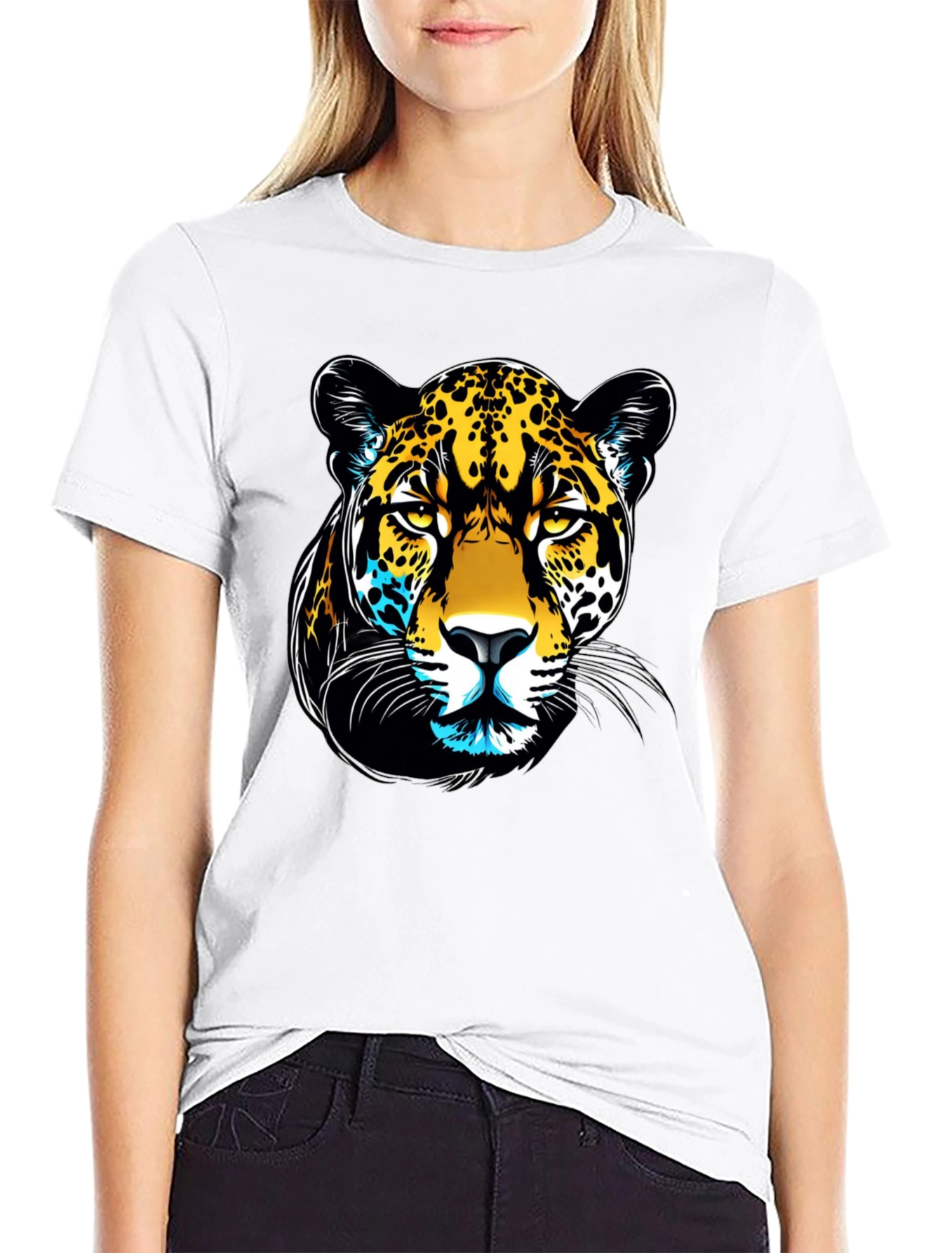 Black Jaguar Graphic Print Black T-Shirt view 9