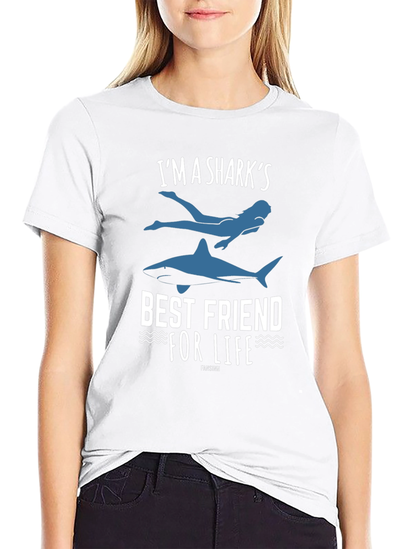 Black I'm a Shark's Best Friend For Life T-Shirt view 9