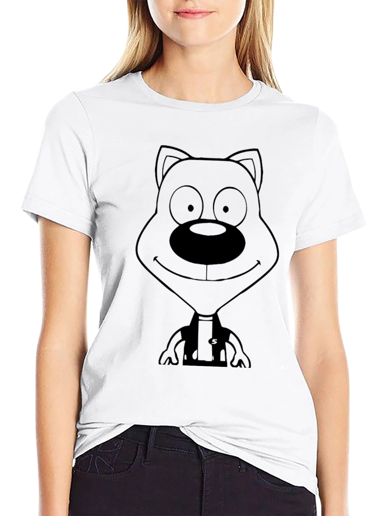 Black Cartoon Dog Graphic Black T-Shirt view 9