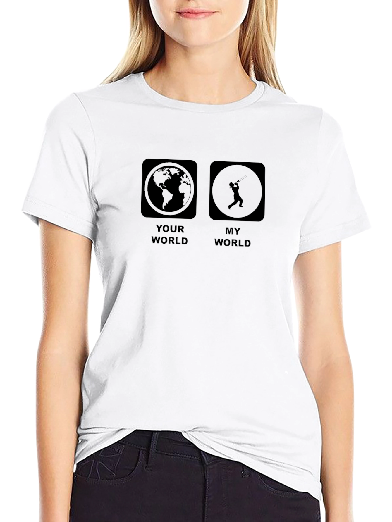 Black Your World My World T-Shirt - Baseball Fan Tee view 9