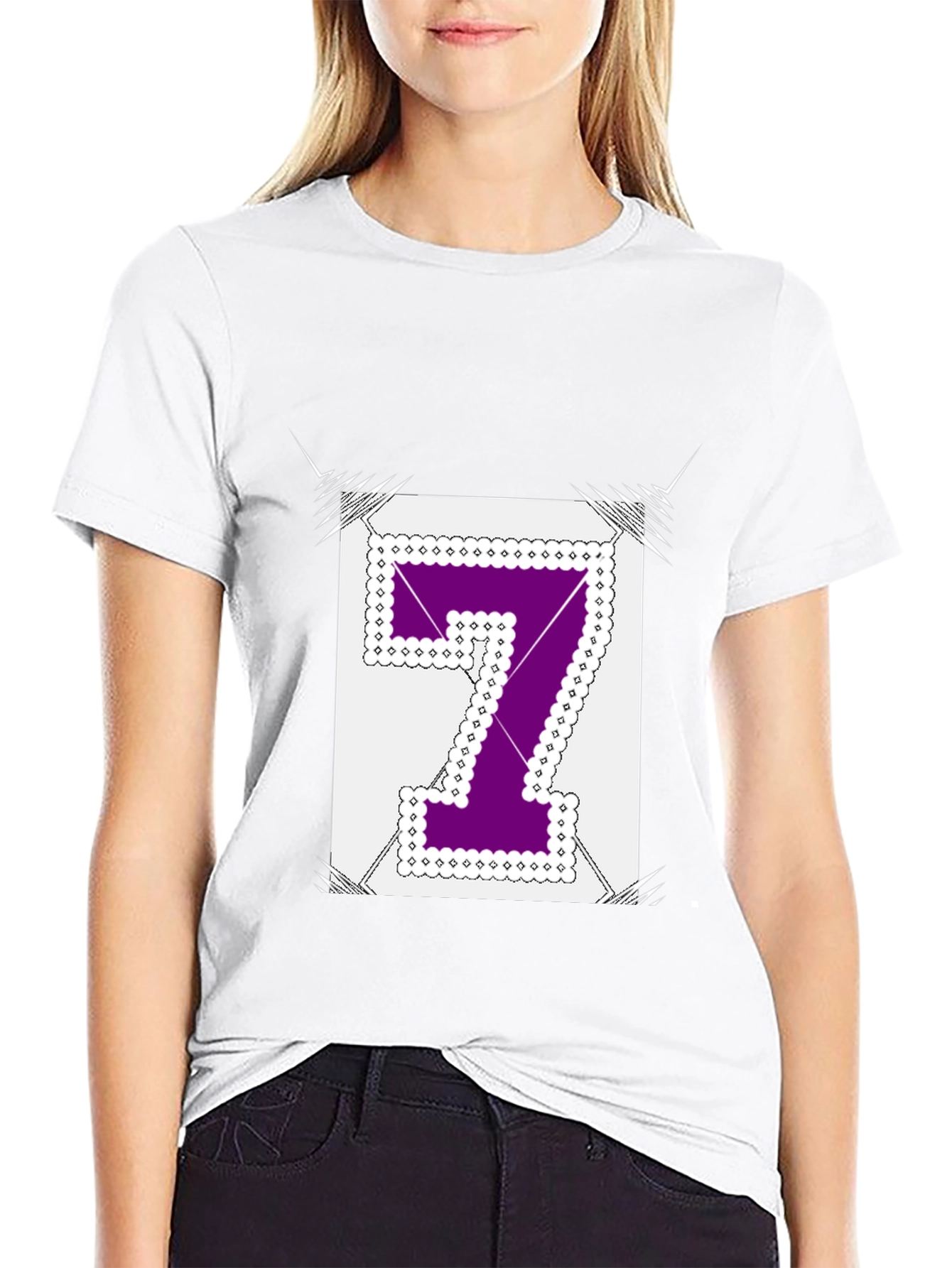 Black Number 7 Graphic Tee - Black Cotton Blend Shirt view 9