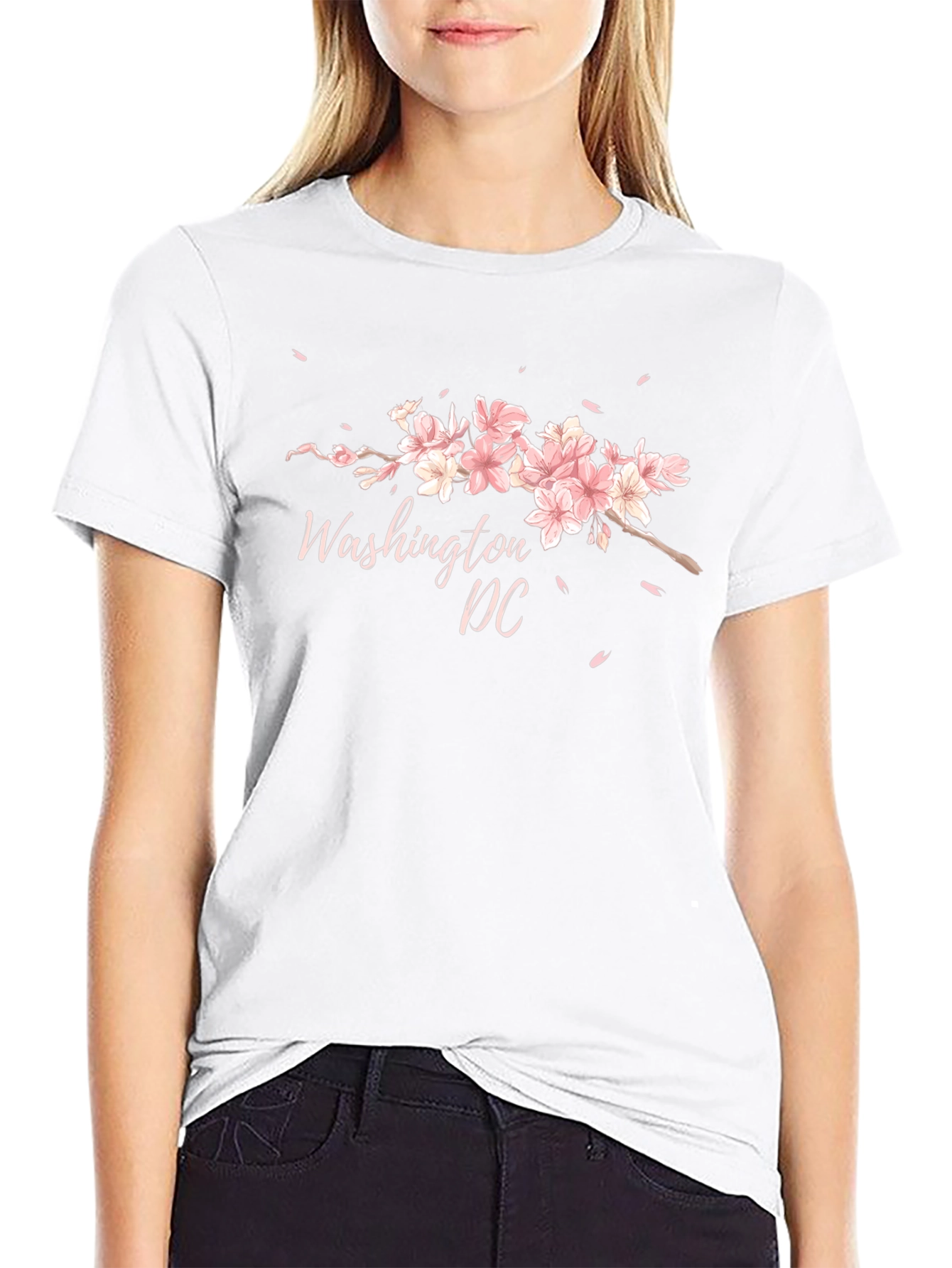 Black Washington DC Cherry Blossom Graphic T-Shirt view 9
