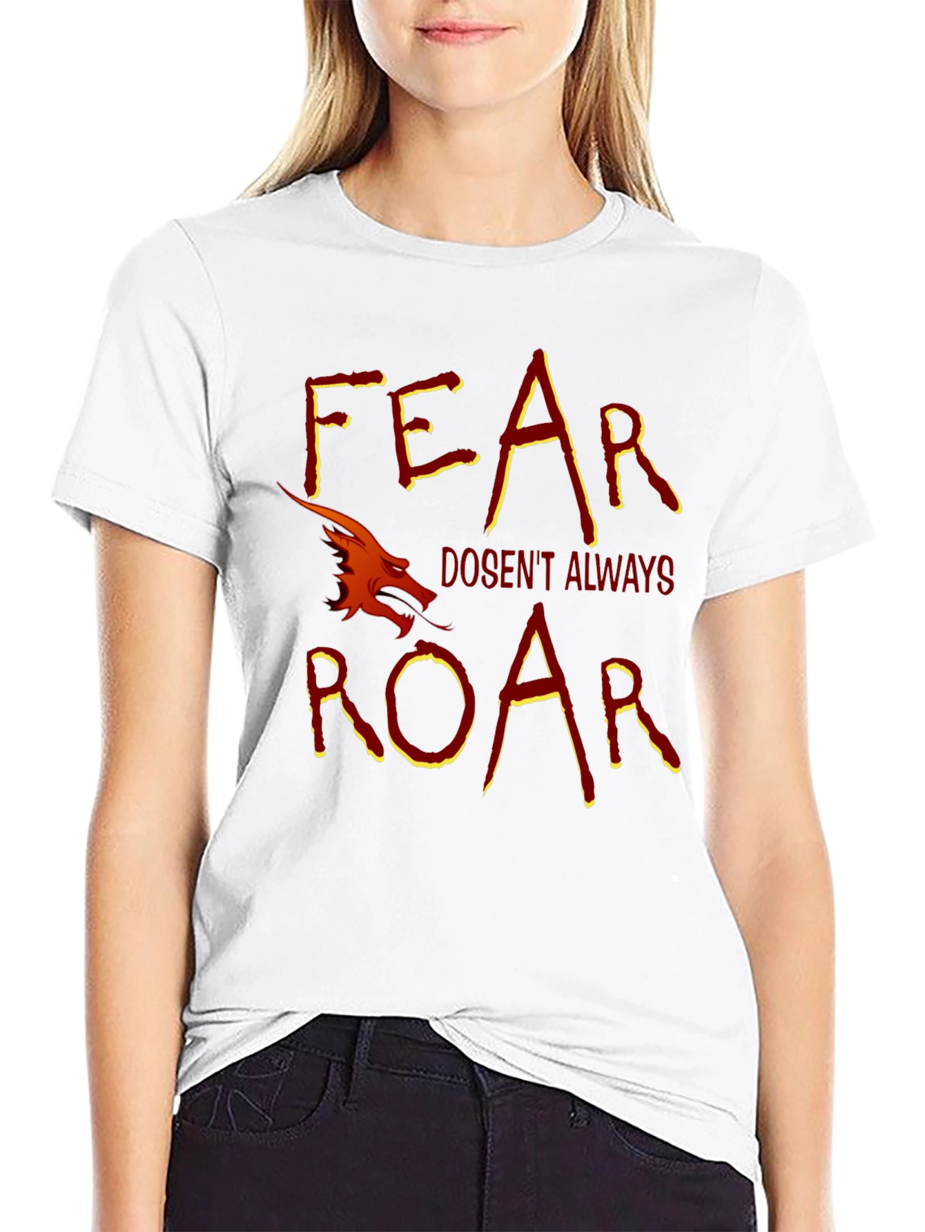 Black Fear Doesn't Always Roar Dragon Graphic T-Shirt view 9