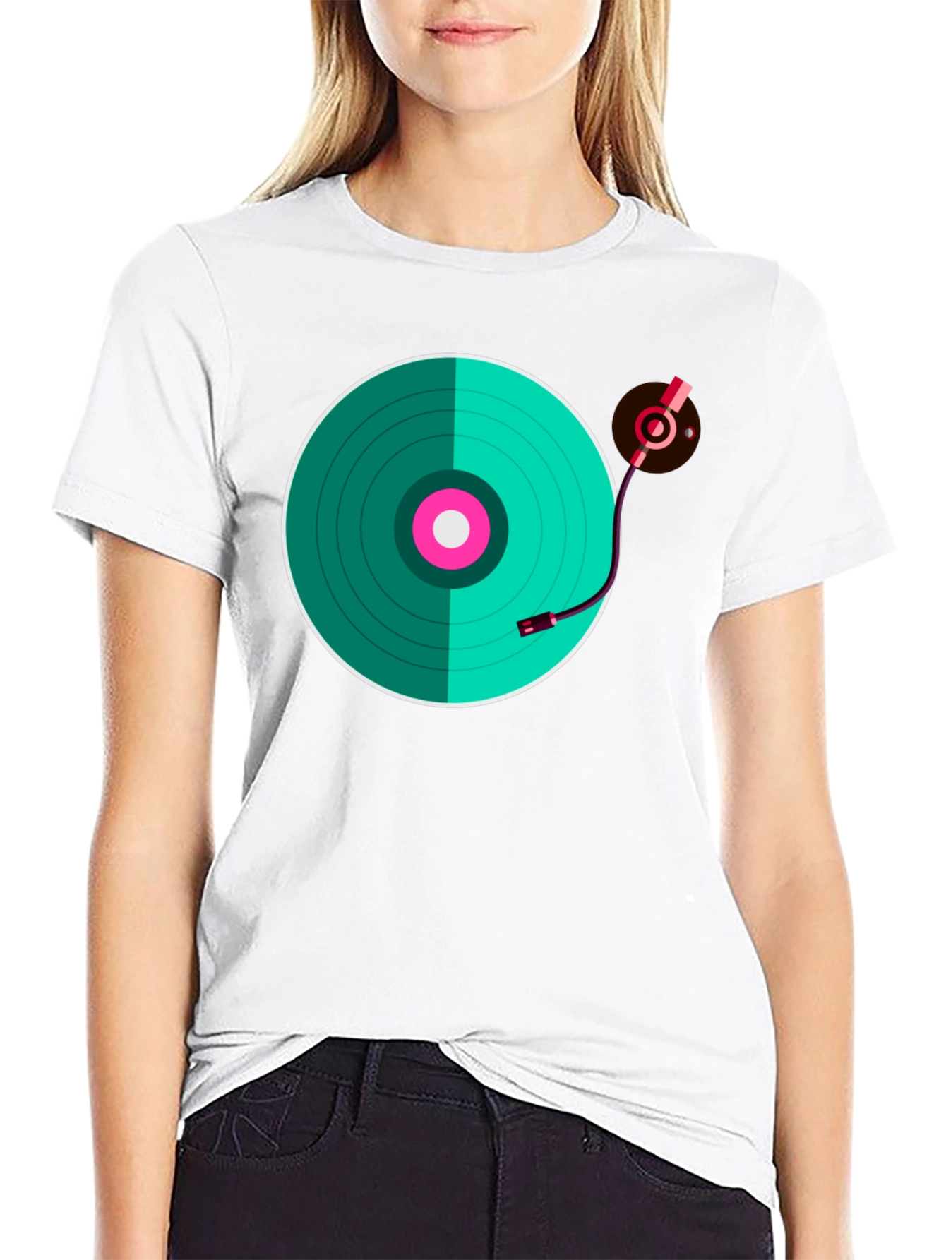 Black Turntable Graphic T-Shirt - Retro Music Lover Tee view 9