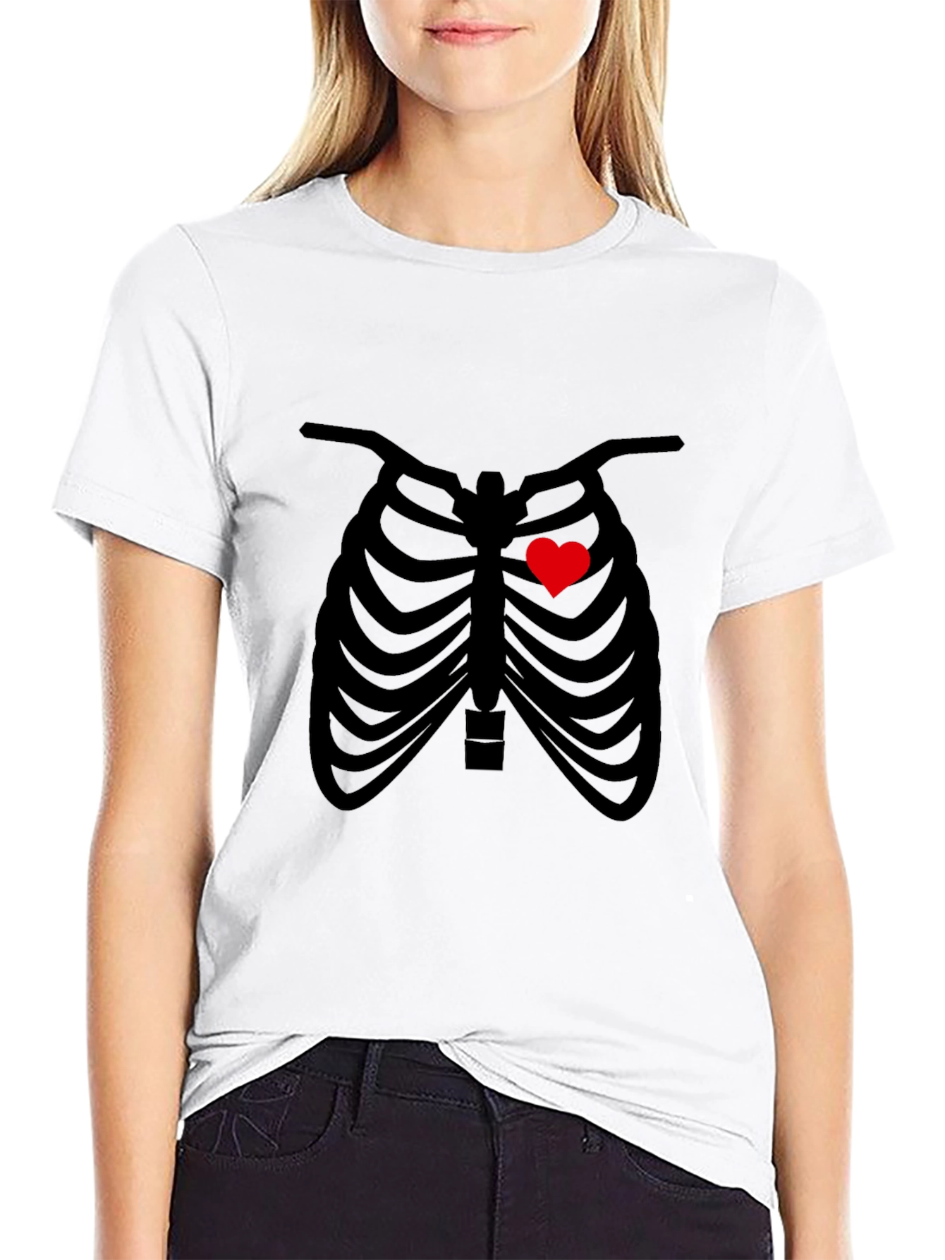 Black Heart Rib Cage Graphic Tee - Unisex view 9