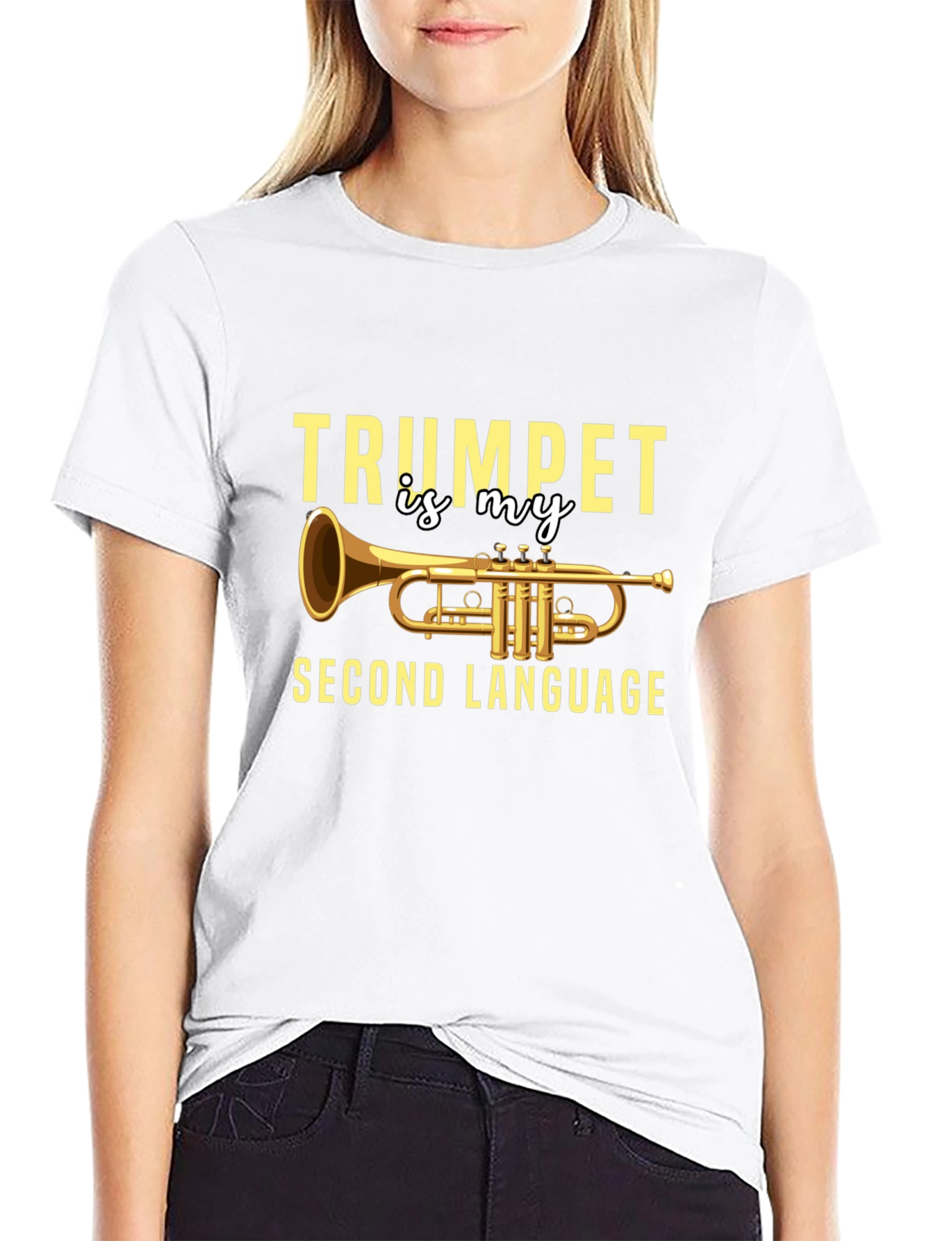 Black Trumpet Second Language Musician T-Shirt view 9