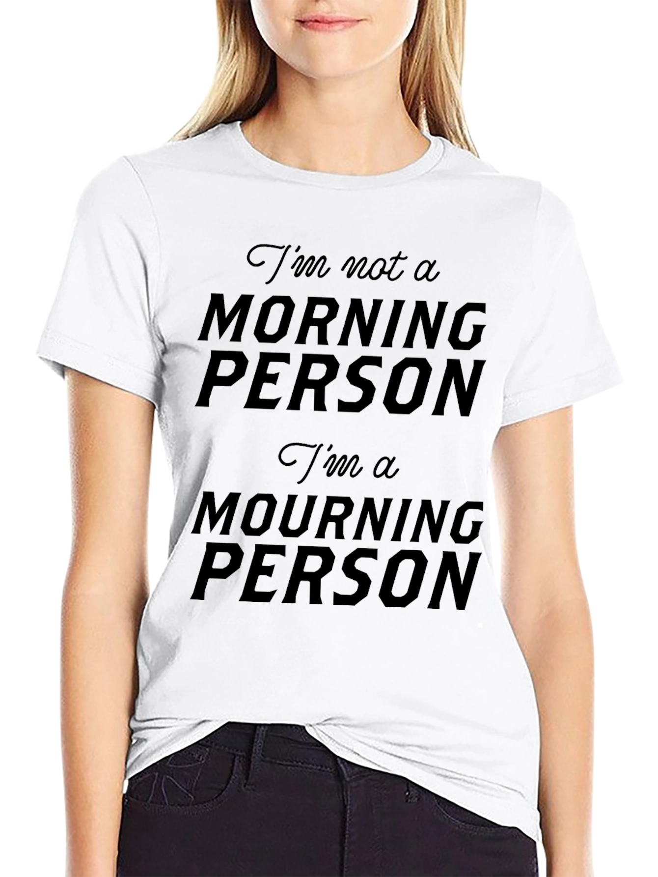 Black Funny "Mourning Person" Graphic T-Shirt - Black view 9